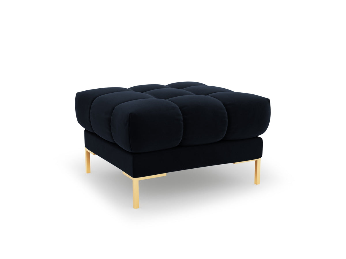 Quadratischer Pouf Bali mit gepolsterter Sitzfläche aus Stoff auf schlanken Metallbeinen