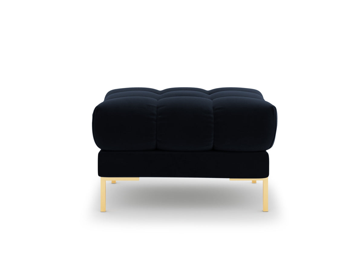 Quadratischer Pouf Bali mit gepolsterter Sitzfläche aus Stoff auf schlanken Metallbeinen