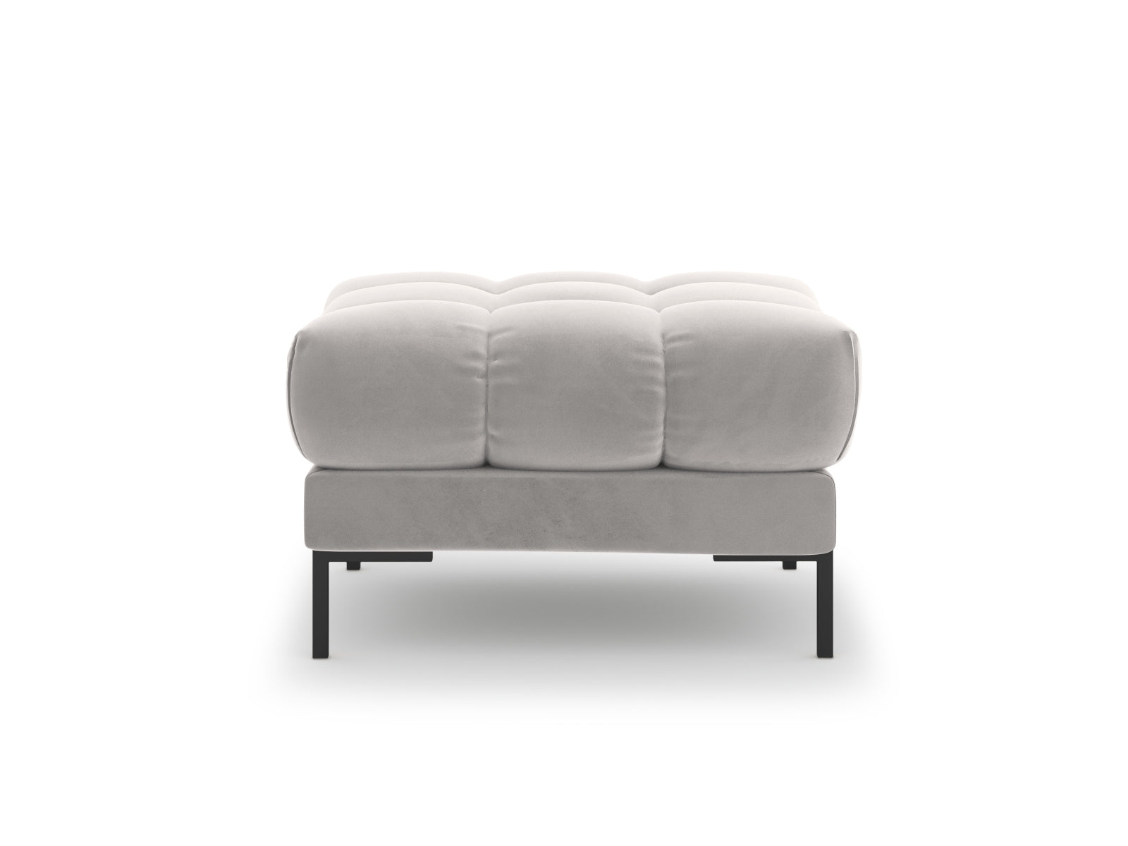 Eleganter 1-Sitzer Pouf Bali in stilvollem Silver-Bluvel, ideal für moderne Wohnräume, erhältlich bei KAQTU Design AG.