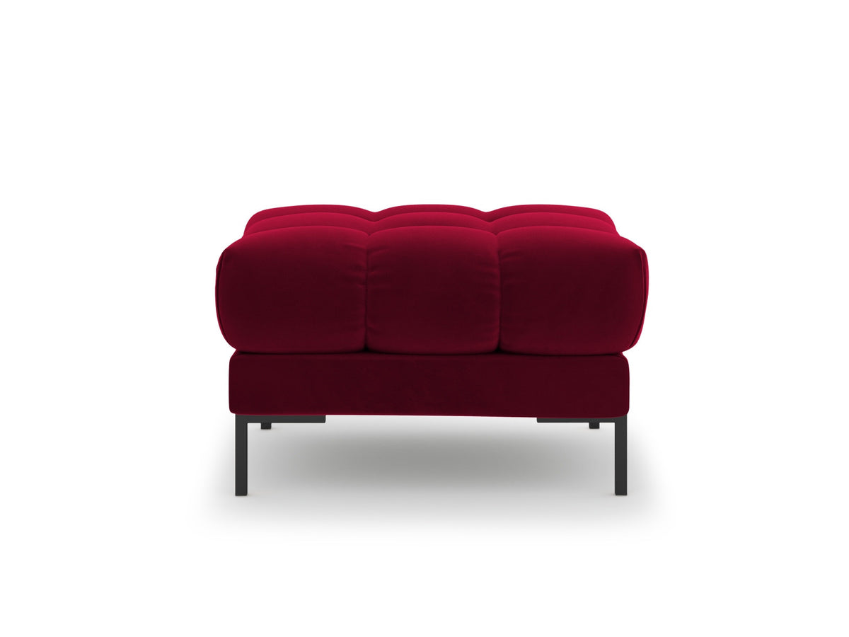 Quadratischer Pouf Bali mit gepolsterter Sitzfläche aus Stoff auf schlanken Metallbeinen