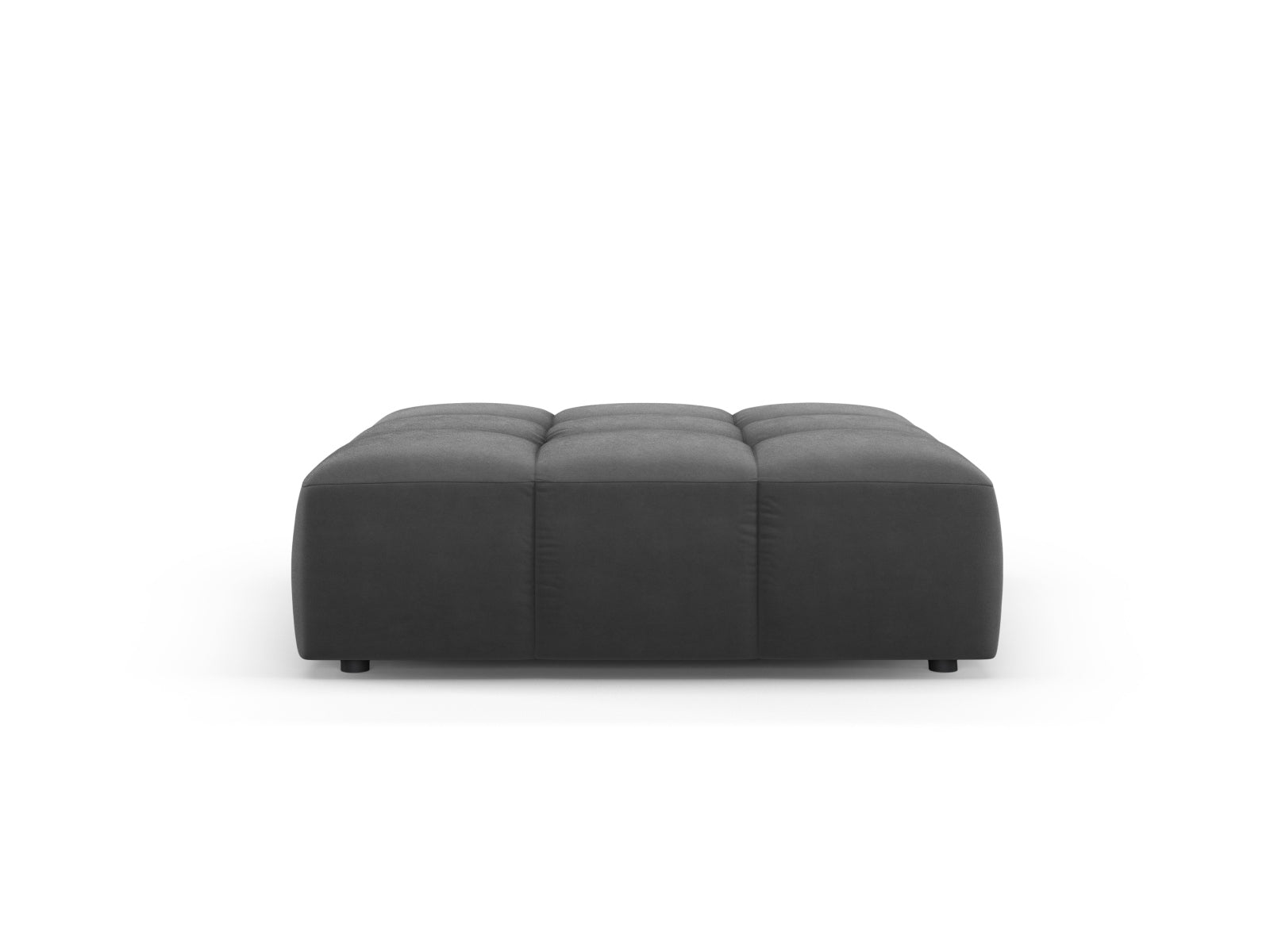Eleganter 1-Sitzer Pouf Moritz in stilvollem Grau-Bluvel, ideal für moderne Wohnräume. Hochwertiges Design von Cosmopolitan.