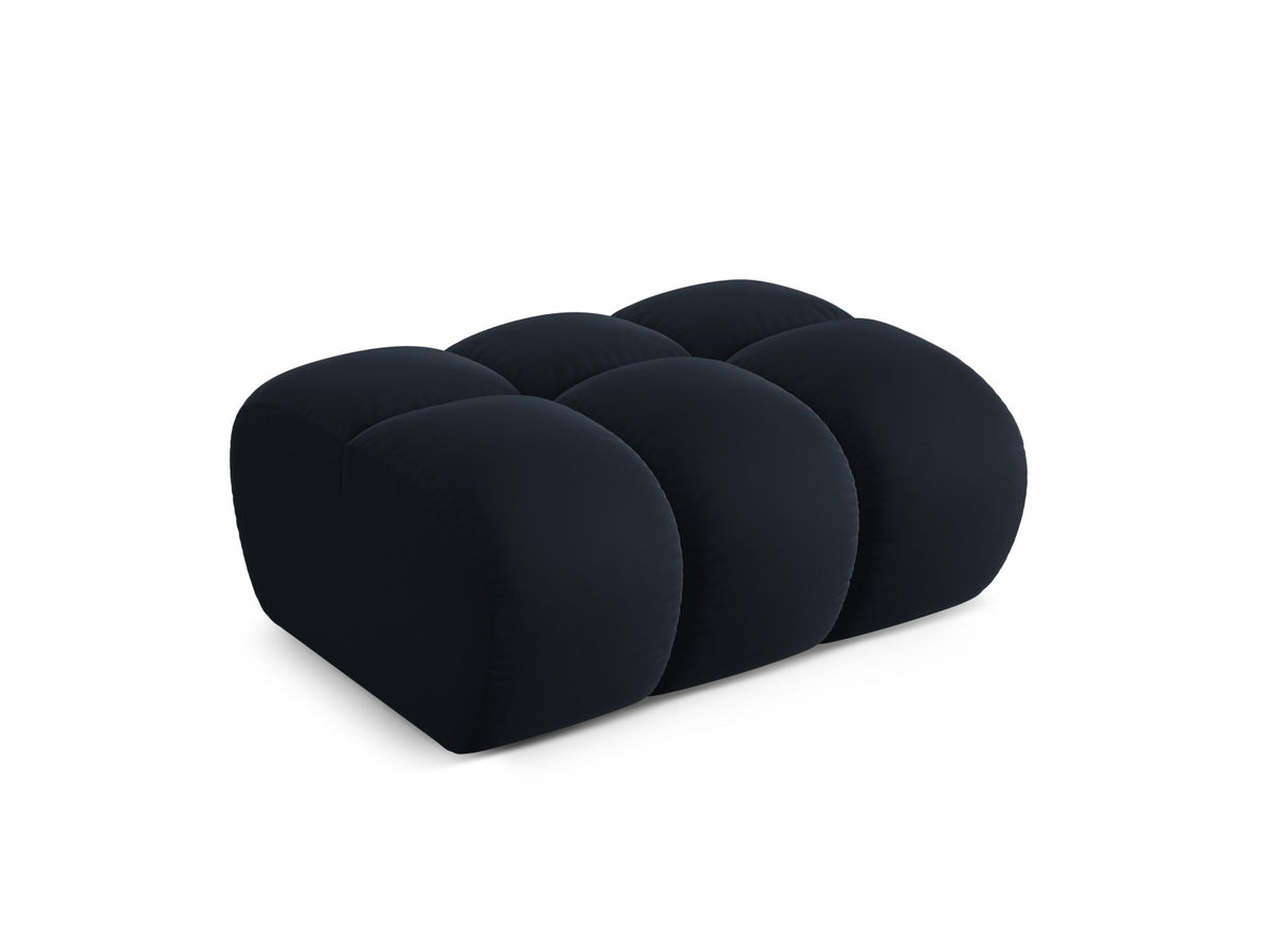 Rechteckiger Pouf Treno mit gepolsterter Sitzfläche, Stoffbezug und flachen schwarzen Beinen
