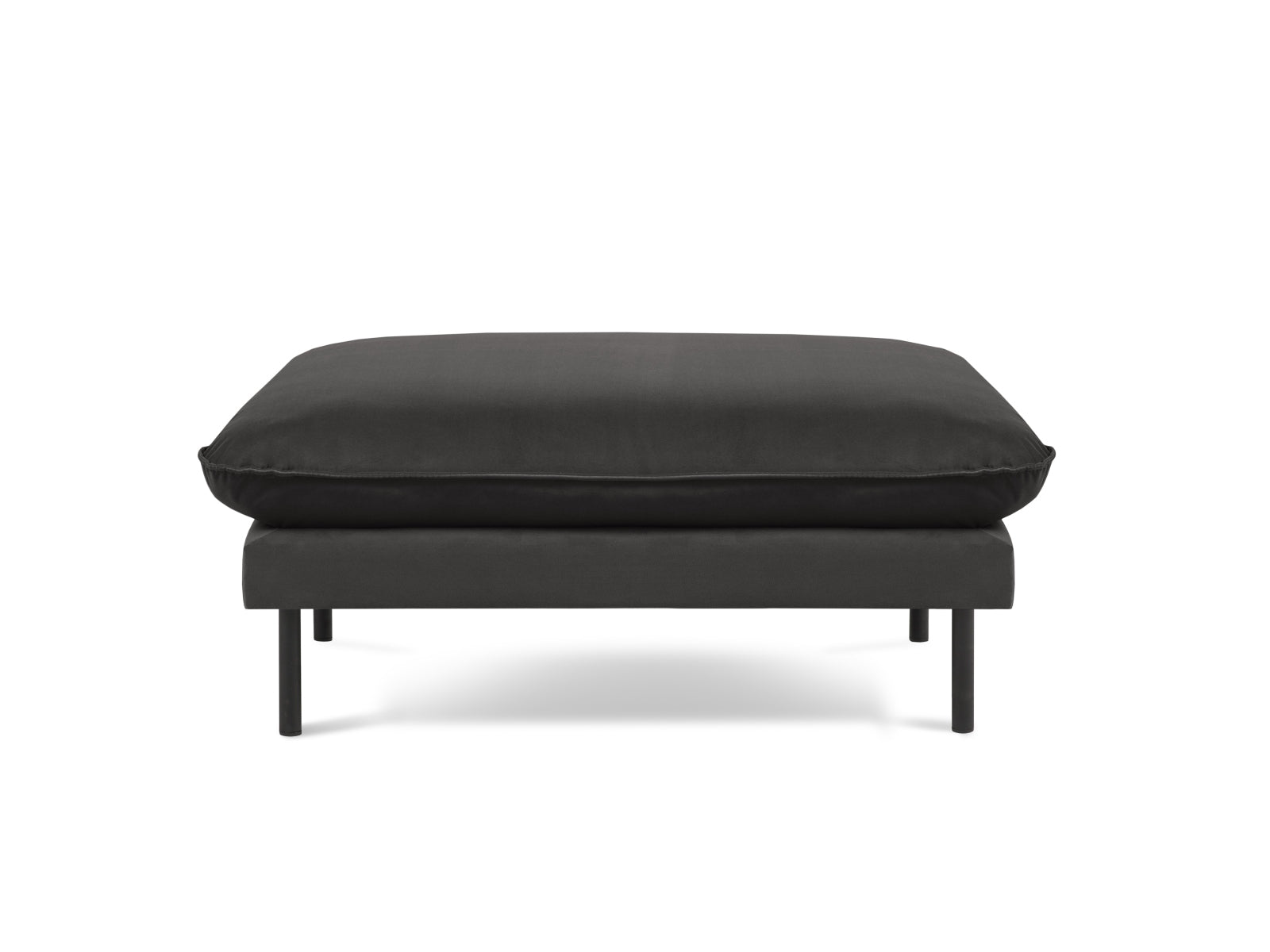 Eleganter Vienna Velour Pouf mit einem Durchmesser von 80 cm in dunklem Grau, ideal für stilvolle Wohnräume und gemütliche Sitzgelegenheiten.