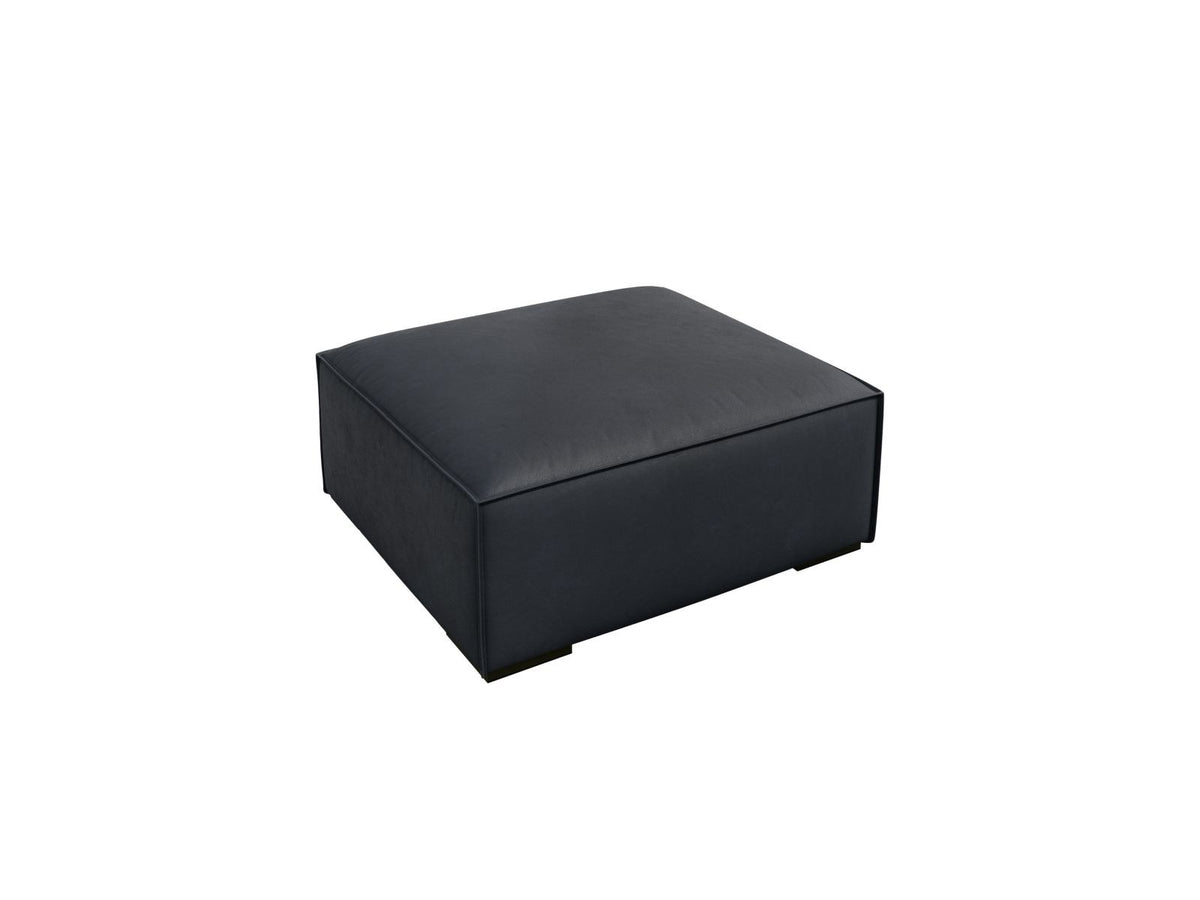 Runder Pouf Turin von Cosmopolitan Design in Grey Brown-Granada Echtleder mit sichtbarer Narbung, Buchenholzbeinen und robuster Polsterung.