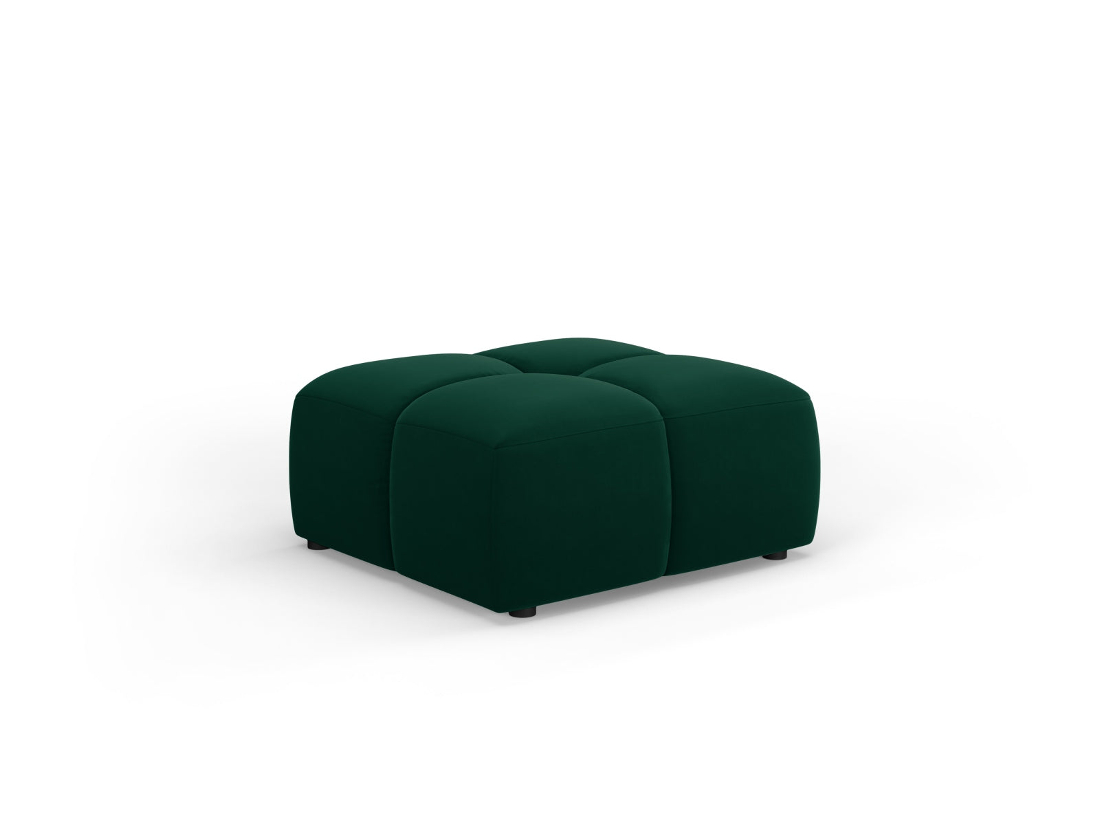 Stylischer 1-Sitzer Pouf Moritz in edlem Bottle Green-Bluvel, perfekt für trendbewusste Einrichtung und komfortable Sitzgelegenheiten.