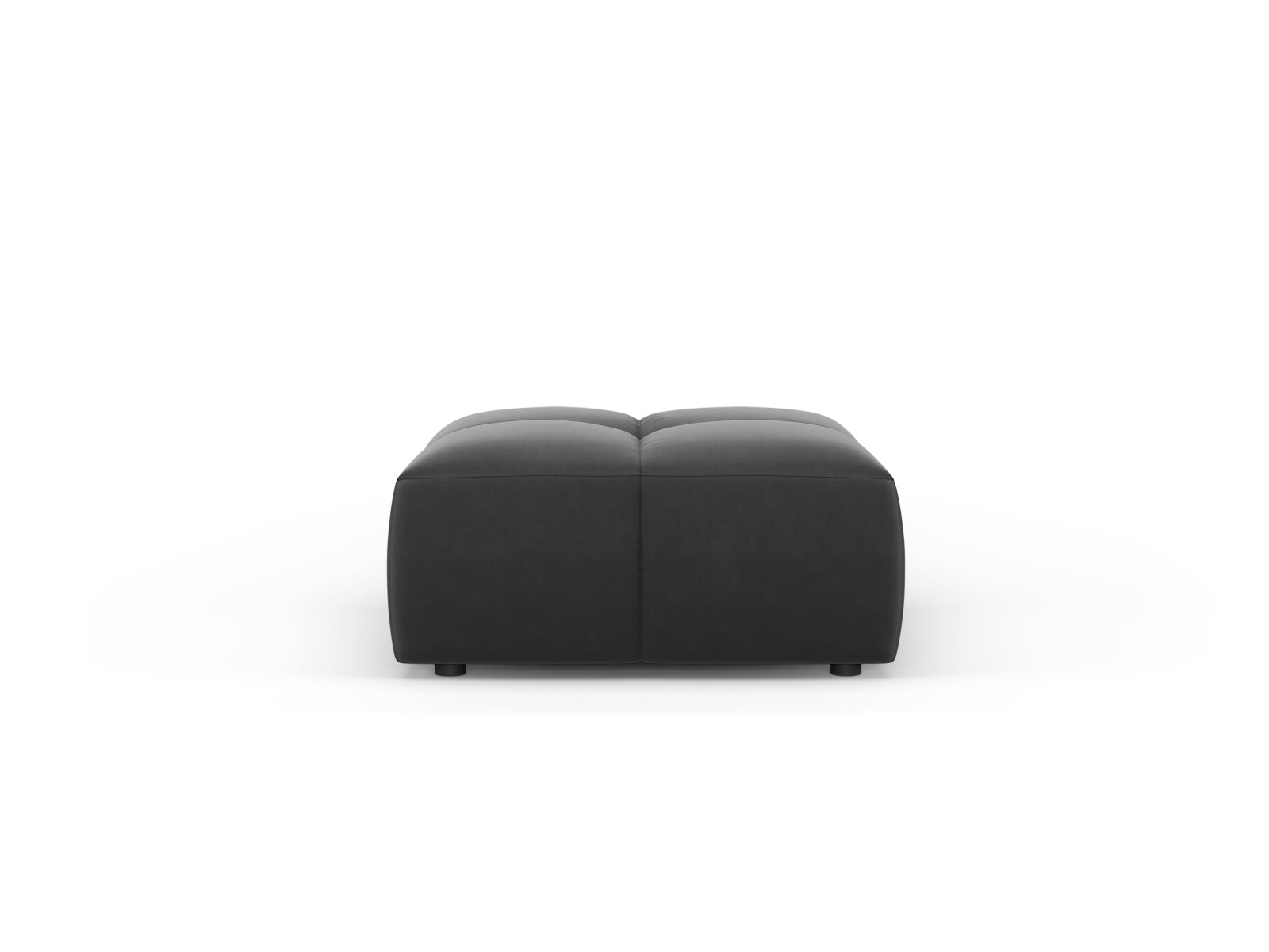 Eleganter 1-Sitzer Pouf Moritz in modernem Grau-Bluvel, ideal für stilvolle Wohnräume. Hochwertige Materialien von Cosmopolitan Design.