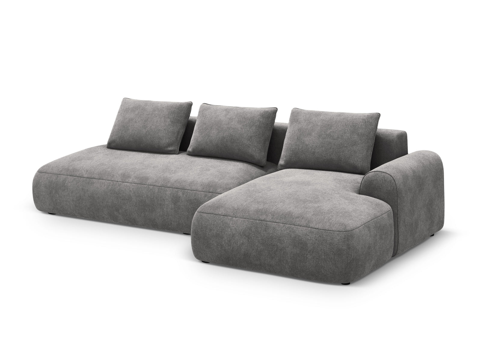 Elegantes 5-Sitzer Ecksofa Calma in Grau mit Schlaffunktion und praktischem Stauraum, ideal für moderne Wohnräume.