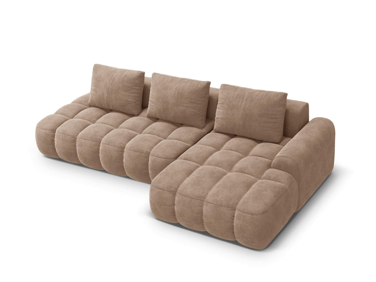 Modernes Linz Ecksofa mit offener rechter Seite, 3-Sitzer, bietet Schlaffunktion und Stauraum für zusätzlichen Komfort.