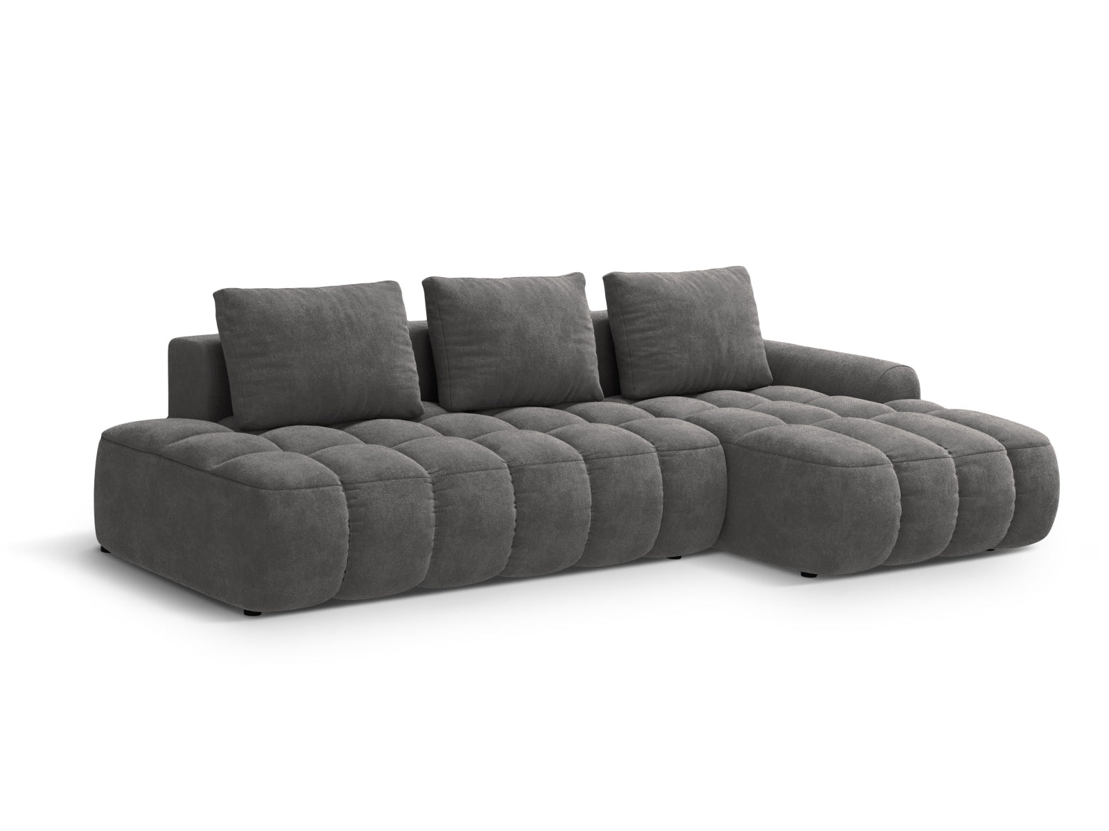 Stylisches Linz Ecksofa mit offener rechter Seite, 3-Sitzer, ideal für Schlafkomfort und zusätzlichen Stauraum in Ihrem Wohnraum.