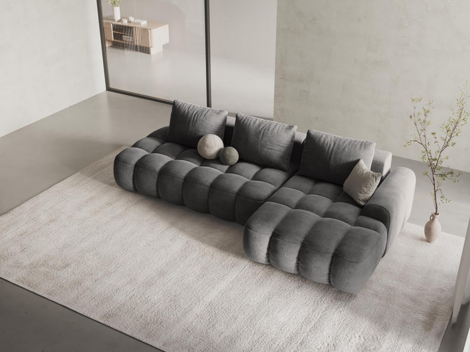 Modernes Linz Ecksofa mit offener rechter Seite, 3-Sitzer, bietet Schlafgelegenheit und praktischen Stauraum für Ihr Zuhause.