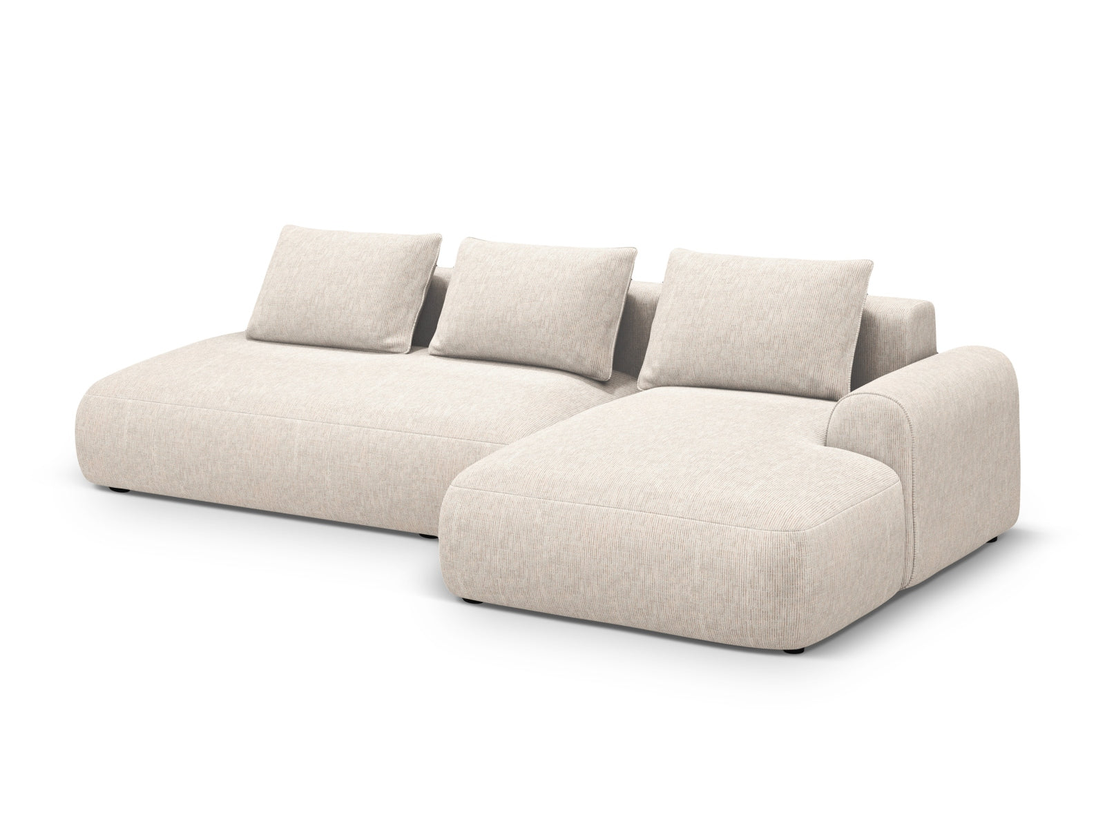 Elegantes 5-Sitzer Ecksofa in Light Beige mit Schlaffunktion und praktischem Stauraum, ideal für moderne Wohnräume.