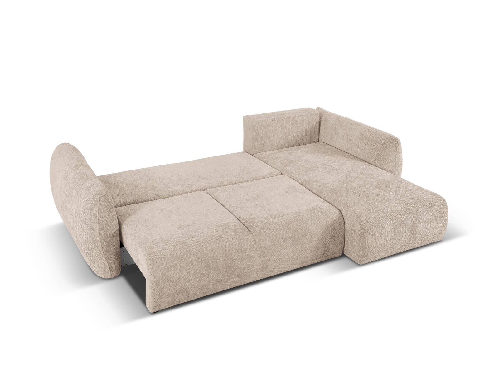 Beige 4-Sitzer Ecksofa Matera mit praktischer Schlaffunktion und Stauraum, perfekt für stilvolle und funktionale Wohnräume.
