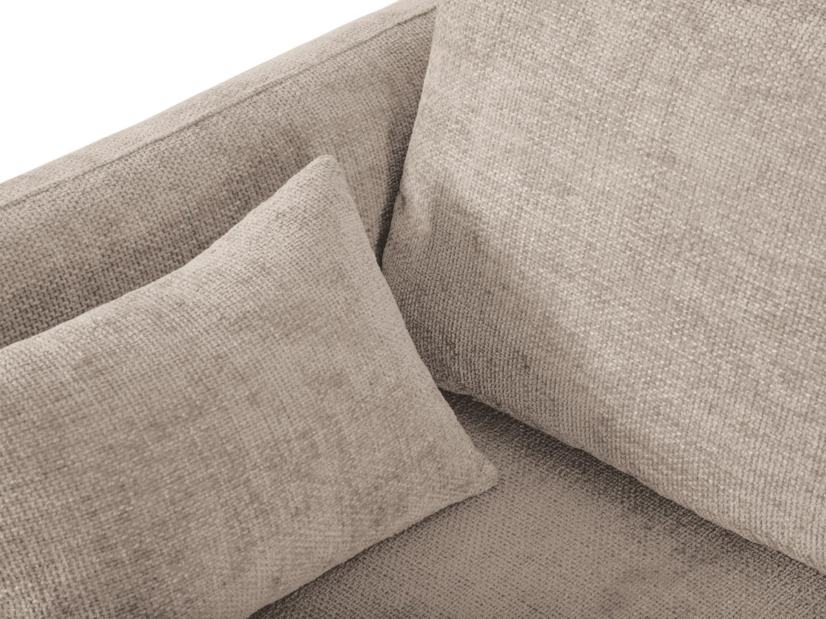 Ecksofa Matera als Bettsofa rechts mit Stoffbezug, Récamière und schwarzen Kunststoffbeinen