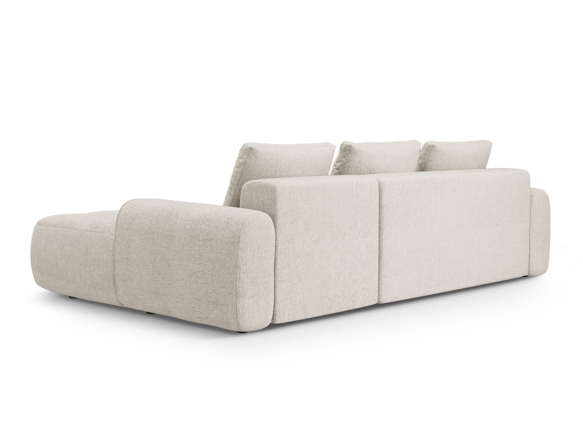 Linz Ecksofa rechts mit Schlaffunktion und Stauraumbox 3 Sitzer 142cm in Beige-Sorella präsentiert im Onlineshop von KAQTU Design AG. Bettsofa rechts ist von Cosmopolitan Design