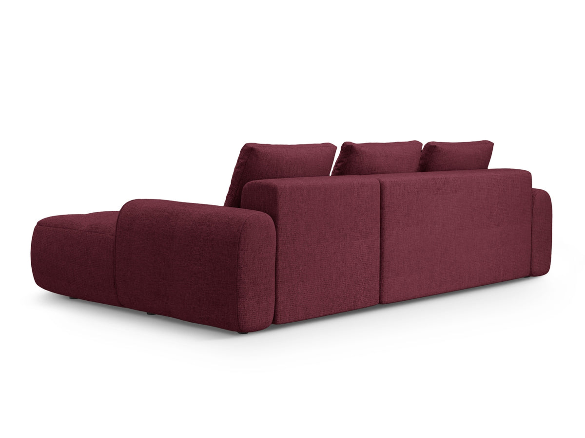 Linz Ecksofa rechts mit Schlaffunktion und Stauraumbox 3 Sitzer 142cm in Burgundy-Sorella präsentiert im Onlineshop von KAQTU Design AG. Bettsofa rechts ist von Cosmopolitan Design