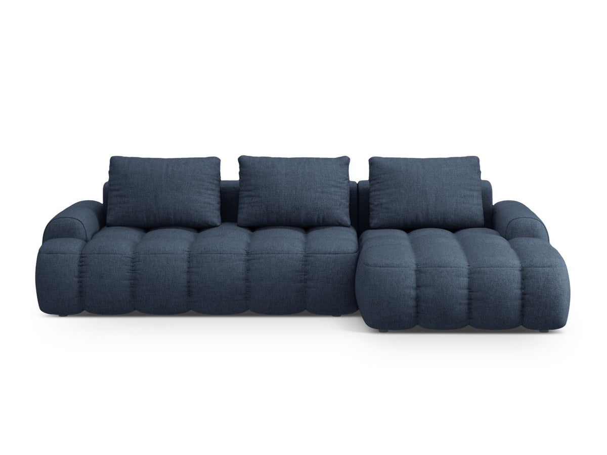 Linz Ecksofa rechts mit Schlaffunktion und Stauraumbox 3 Sitzer 142cm in Dark Blue-Sorella präsentiert im Onlineshop von KAQTU Design AG. Bettsofa rechts ist von Cosmopolitan Design
