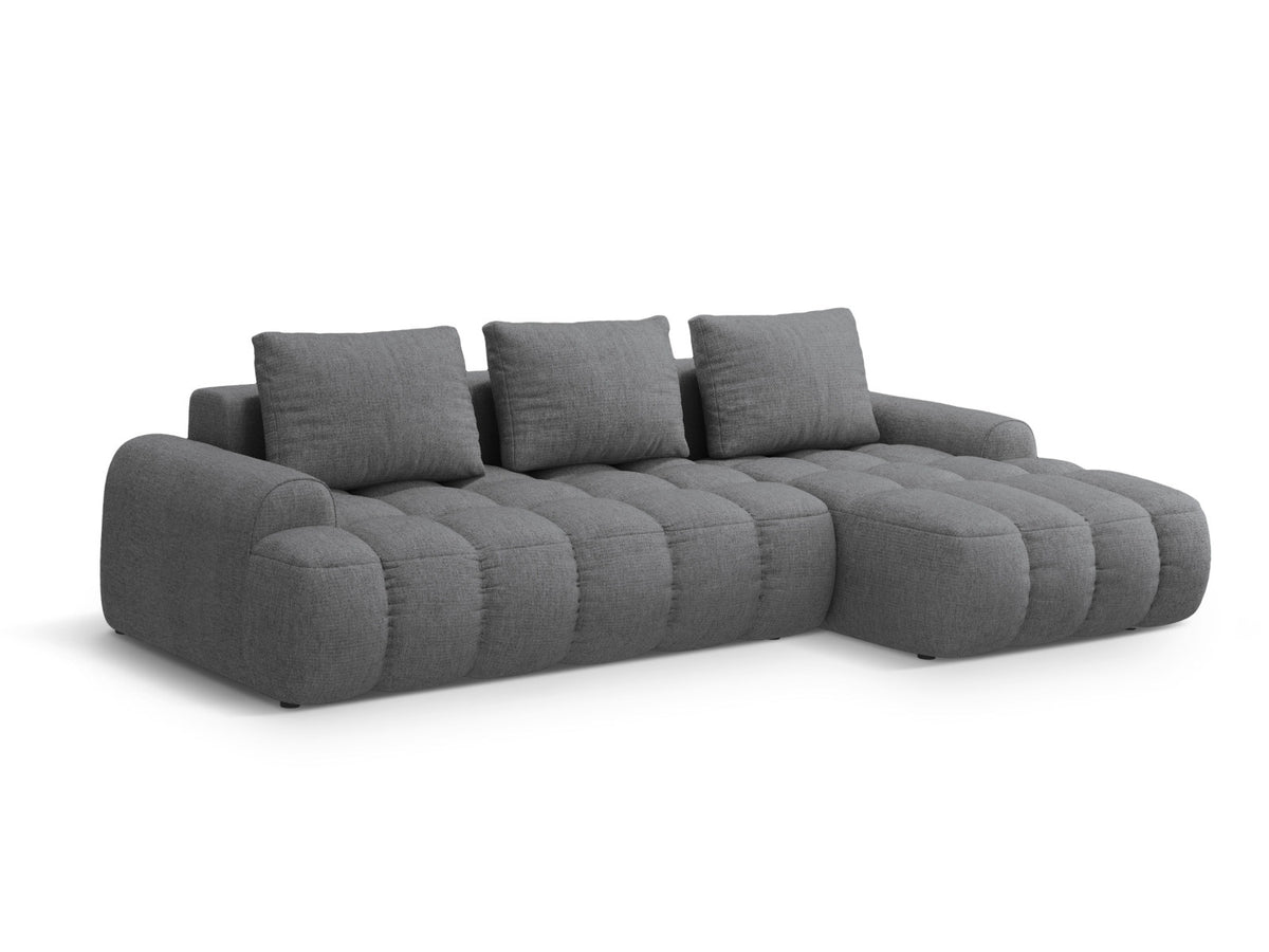 Linz Ecksofa rechts mit Schlaffunktion und Stauraumbox 3 Sitzer 142cm in Grey-Sorella präsentiert im Onlineshop von KAQTU Design AG. Bettsofa rechts ist von Cosmopolitan Design