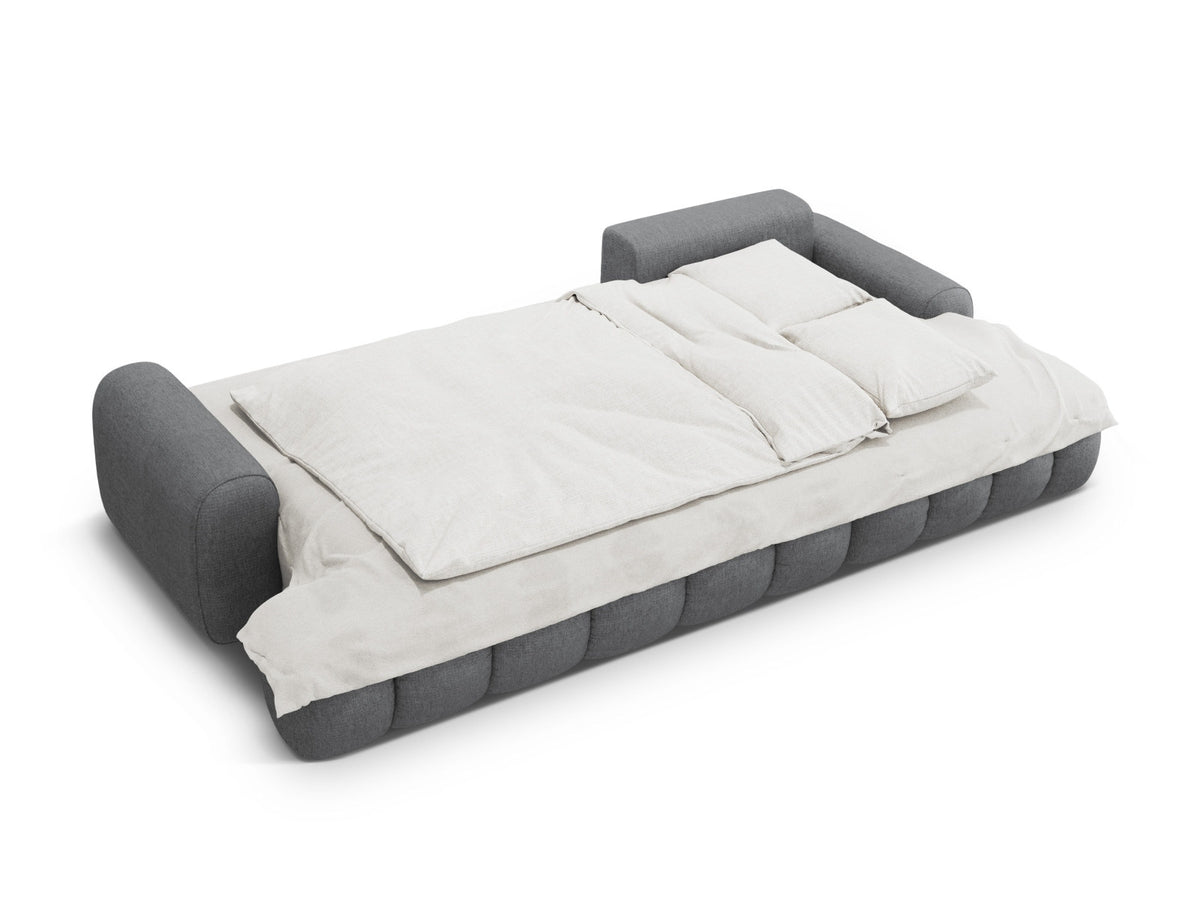 Linz Ecksofa rechts mit Schlaffunktion und Stauraumbox 3 Sitzer 142cm in Grey-Sorella präsentiert im Onlineshop von KAQTU Design AG. Bettsofa rechts ist von Cosmopolitan Design