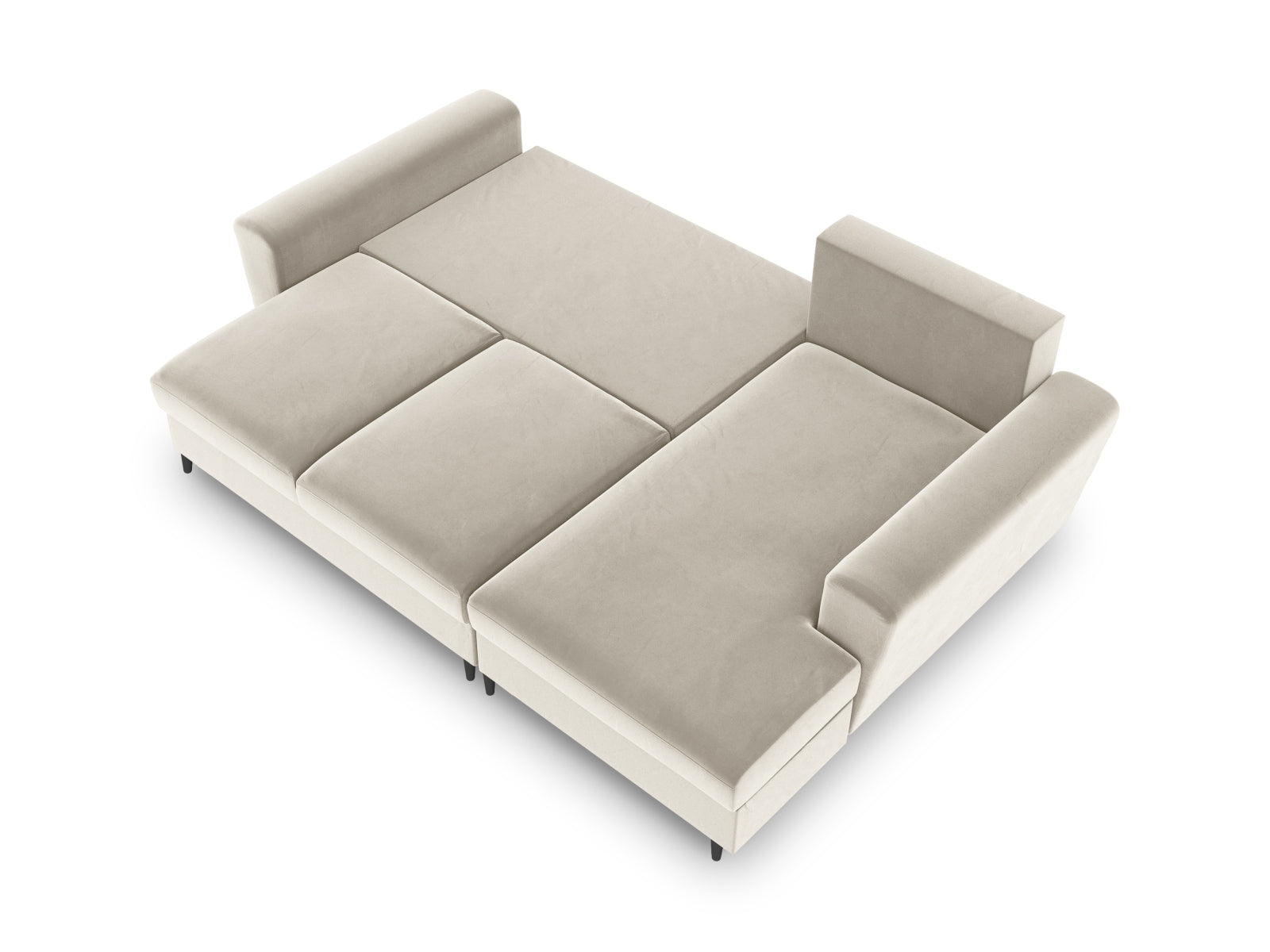 Stylisches Kyoto Ecksofa rechts mit Schlaffunktion, 4-Sitzer in sanftem Beige, ideal für entspannte Stunden und zusätzlichen Stauraum.
