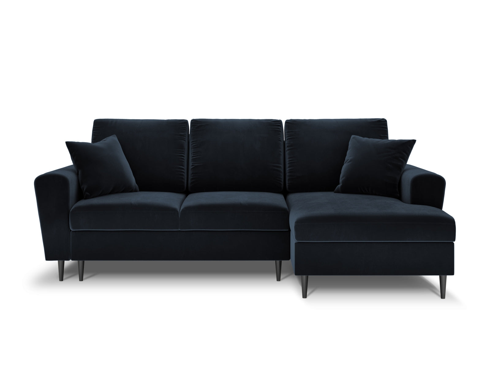 Stylisches Kyoto Ecksofa rechts mit Schlafoption und Stauraum, 4-Sitzer, 145 cm, in edlem Blau für moderne Wohnkonzepte.