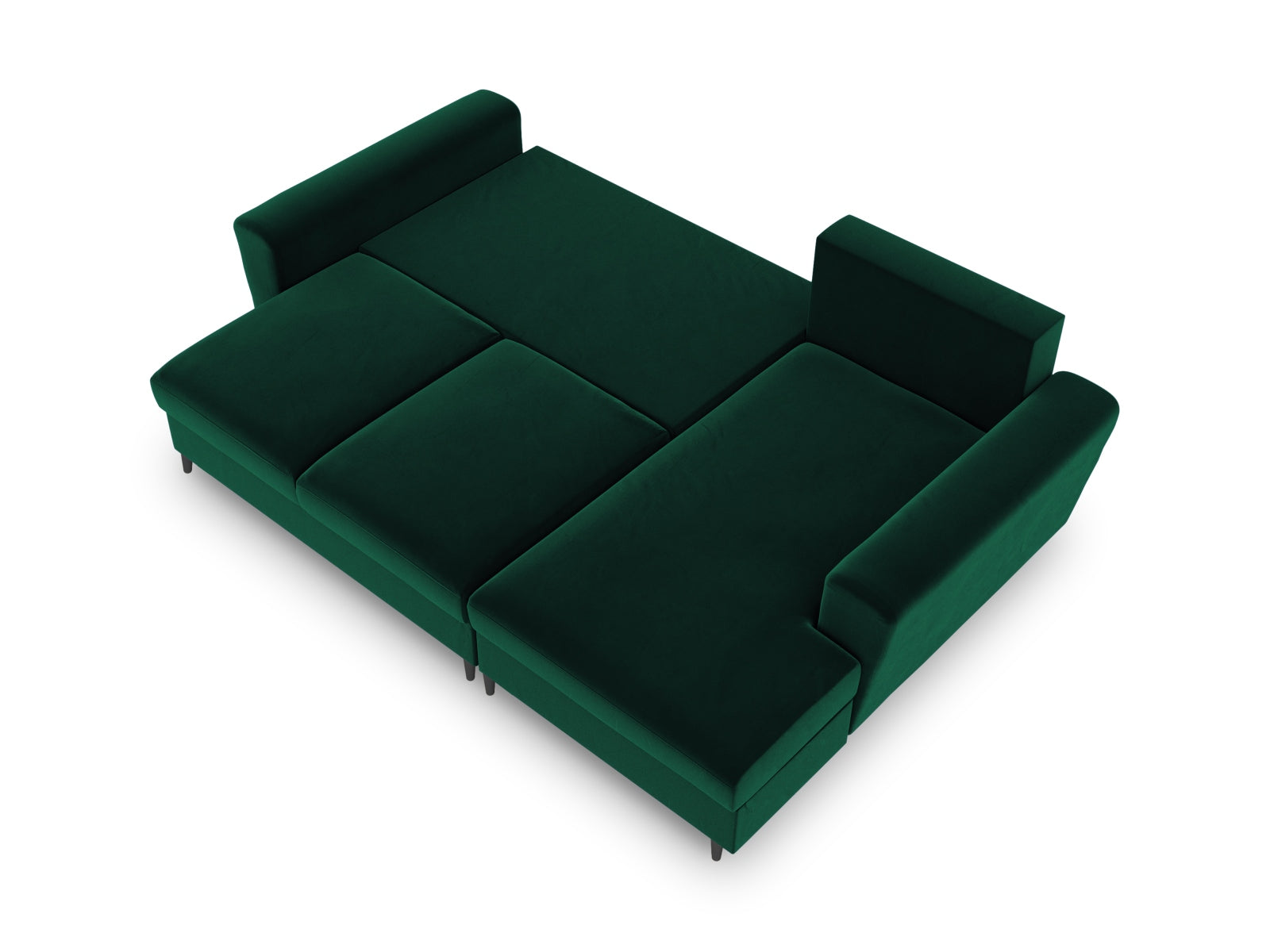 Elegantes Kyoto Ecksofa rechts in tiefem Grün, 4-Sitzer mit praktischer Schlaffunktion und Stauraum, perfekt für stilvolle Wohnzimmer.