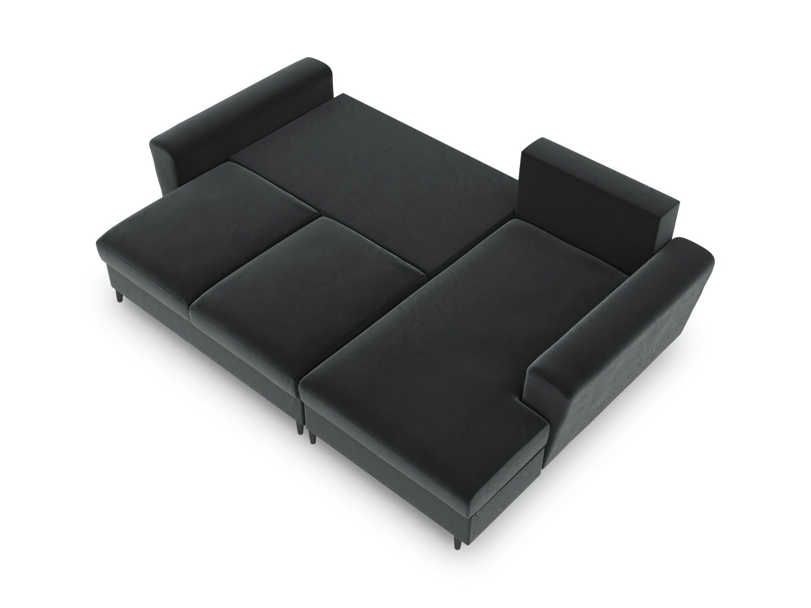 Stylisches Kyoto Ecksofa rechts mit Schlafoption und praktischer Stauraumbox, 4-Sitzer in edlem Dunkelgrau, ideal für kompakte Wohnräume.