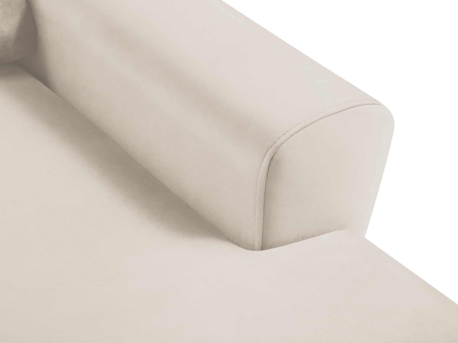 Elegantes Kyoto Ecksofa rechts mit Schlafoption, 4-Sitzer in hellem Beige, perfekt für gemütliche Abende und praktischen Stauraum.