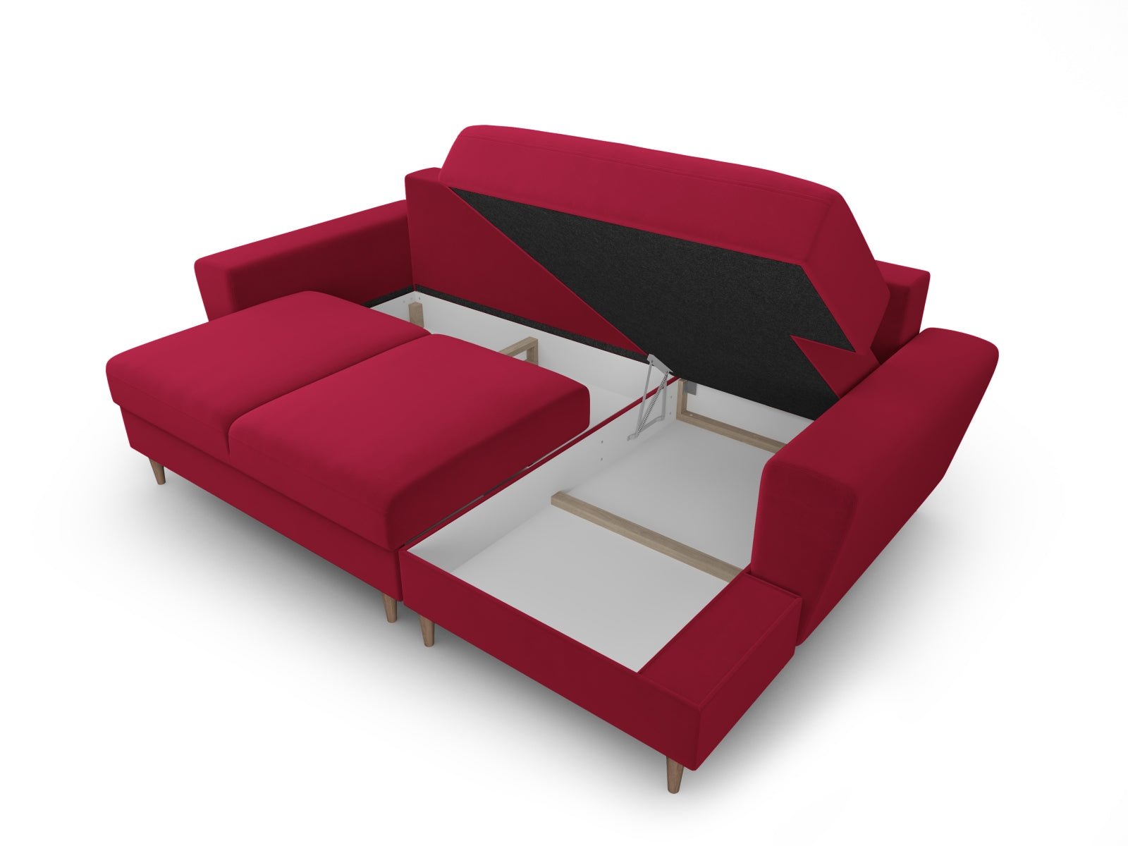 Elegantes Kyoto Ecksofa rechts, 4-Sitzer mit Schlafoption und integriertem Stauraum, ideal für stilvolle Wohnräume und Übernachtungsgäste.