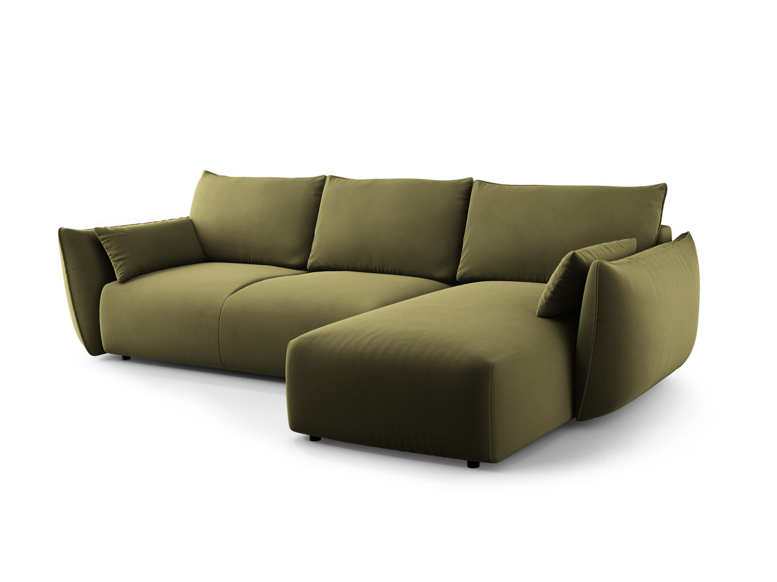Elegantes 4-Sitzer Ecksofa Matera in Green-Salvador, ideal für Wohnräume, mit praktischer Schlaffunktion und Stauraum.