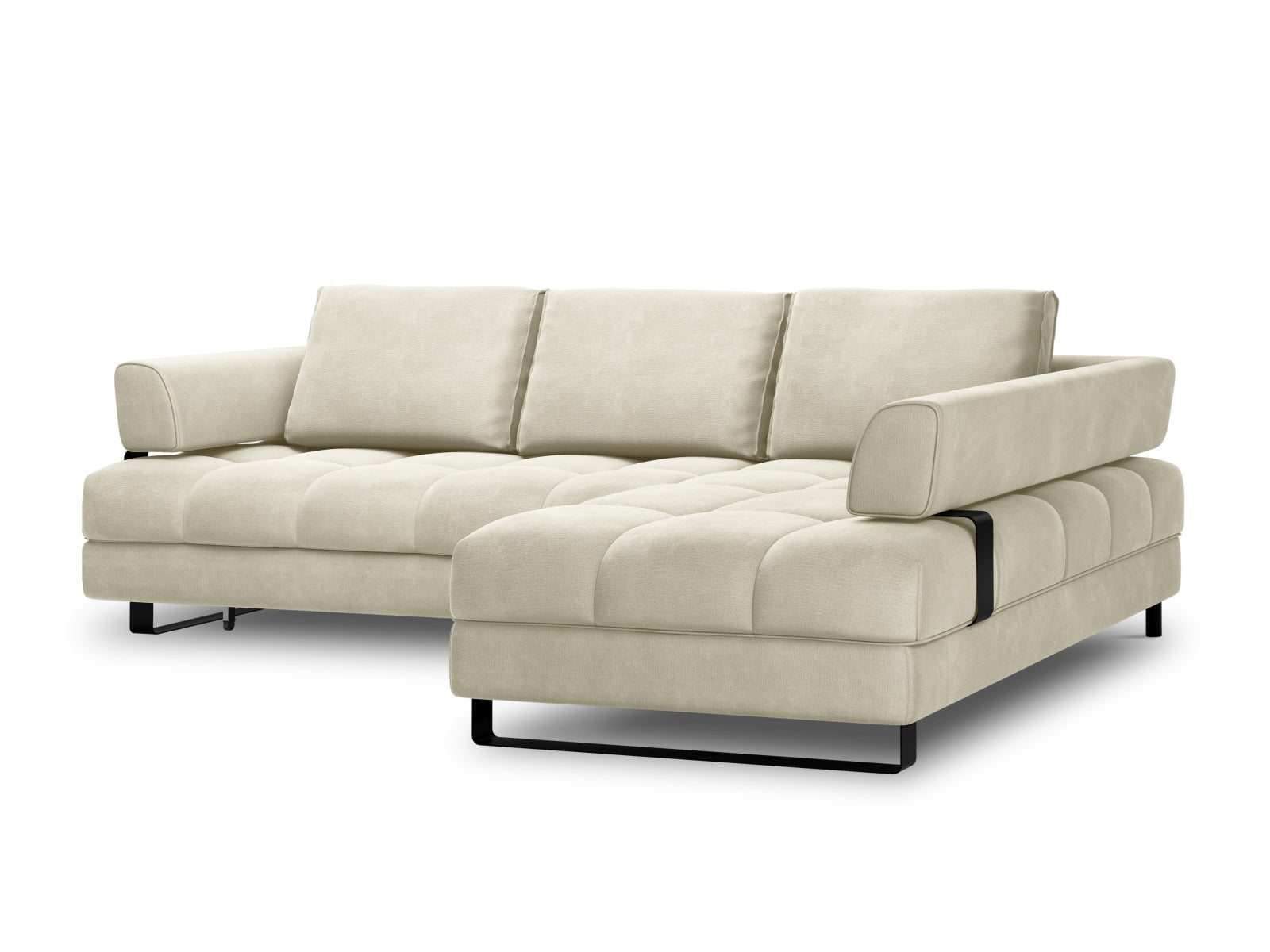 Entdecken Sie das Clinton Velour Ecksofa von Cosmopolitan Design: elegantes 5-Sitzer Sofa mit praktischer Schlaffunktion und grosszügigem Stauraum für Ihr Zuhause!