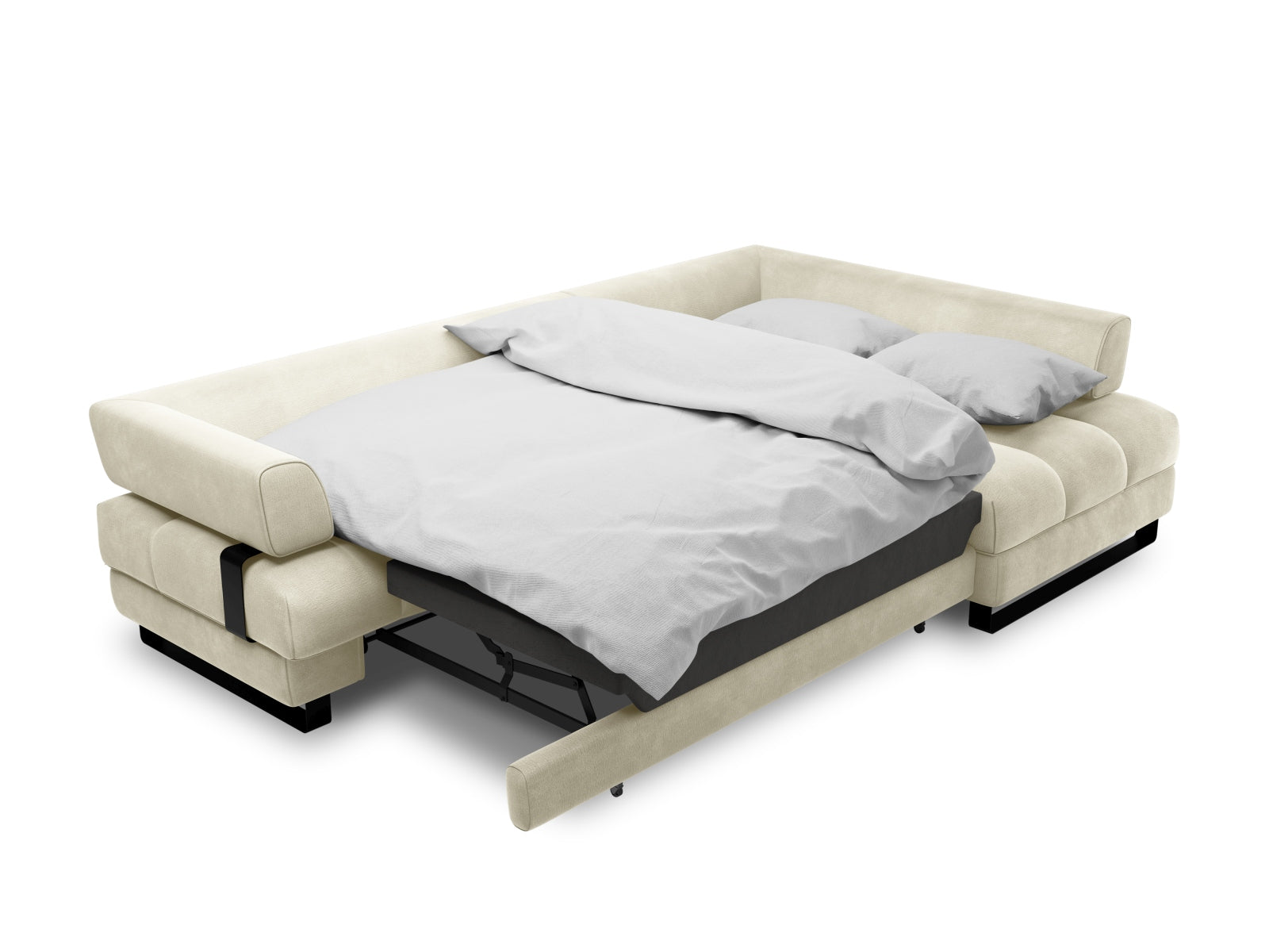 Entdecken Sie das Clinton Velour Ecksofa von Cosmopolitan Design: elegantes 5-Sitzer Sofa mit praktischer Schlaffunktion und grosszügigem Stauraum für Ihr Zuhause!