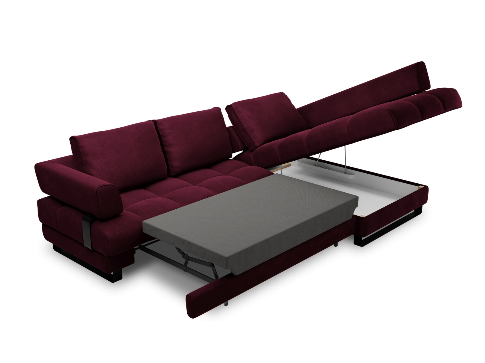 Entdecken Sie das Clinton Velour Ecksofa von Cosmopolitan Design: elegantes 5-Sitzer Sofa mit praktischer Schlaffunktion und grosszügigem Stauraum für Ihr Zuhause!
