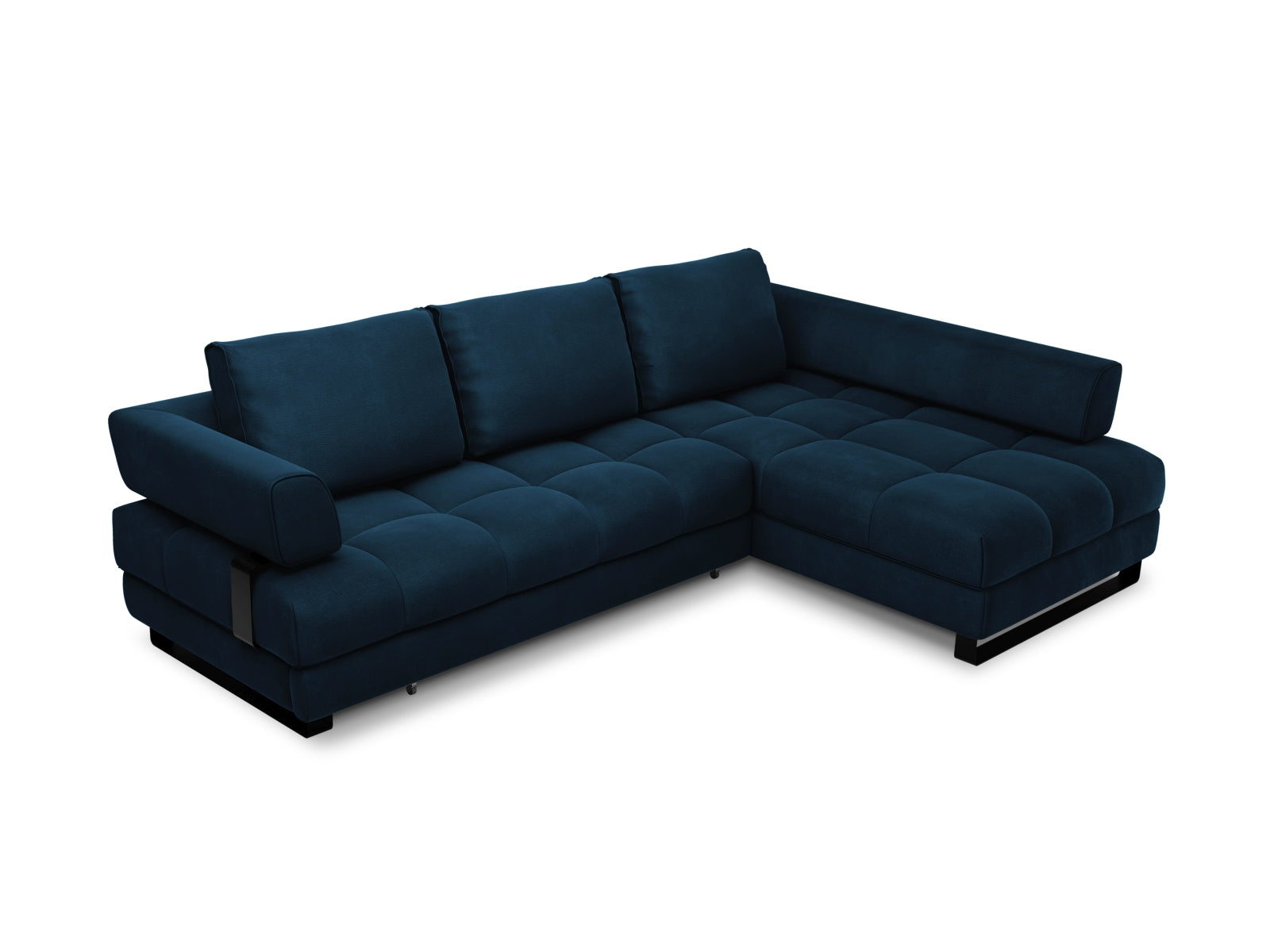 Clinton Velour Ecksofa rechts mit Schlaffunktion und Stauraum 5 Sitzer in Royal Blue präsentiert im Onlineshop von KAQTU Design AG. Ecksofa rechts ist von Cosmopolitan Design