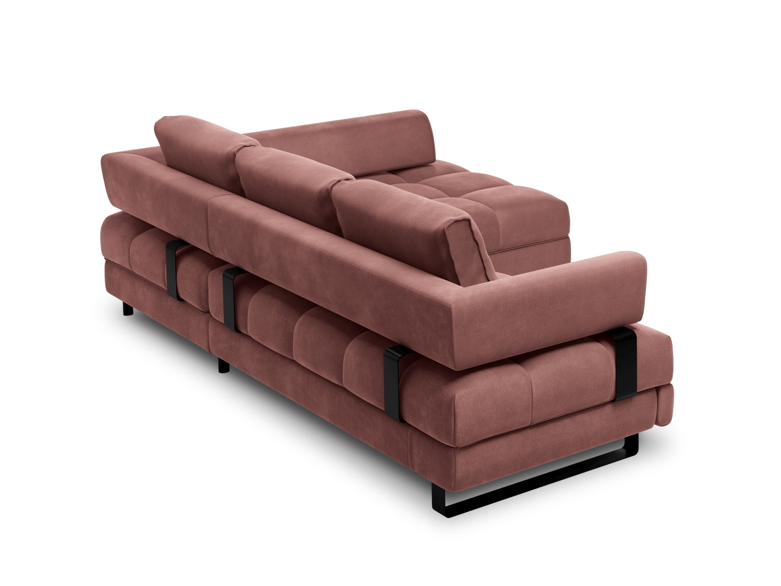 Erleben Sie das Clinton Velour Ecksofa von Cosmopolitan Design: stilvolles 5-Sitzer Sofa mit Schlaffunktion und viel Stauraum für Ihr modernes Zuhause!