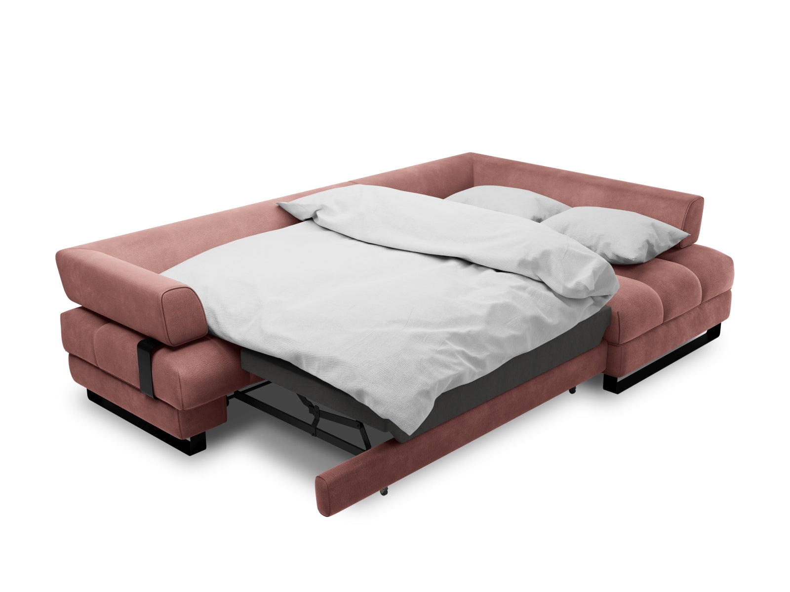 Entdecken Sie das Clinton Velour Ecksofa von Cosmopolitan Design: elegantes 5-Sitzer Sofa mit praktischer Schlaffunktion und grosszügigem Stauraum für Ihr Zuhause!