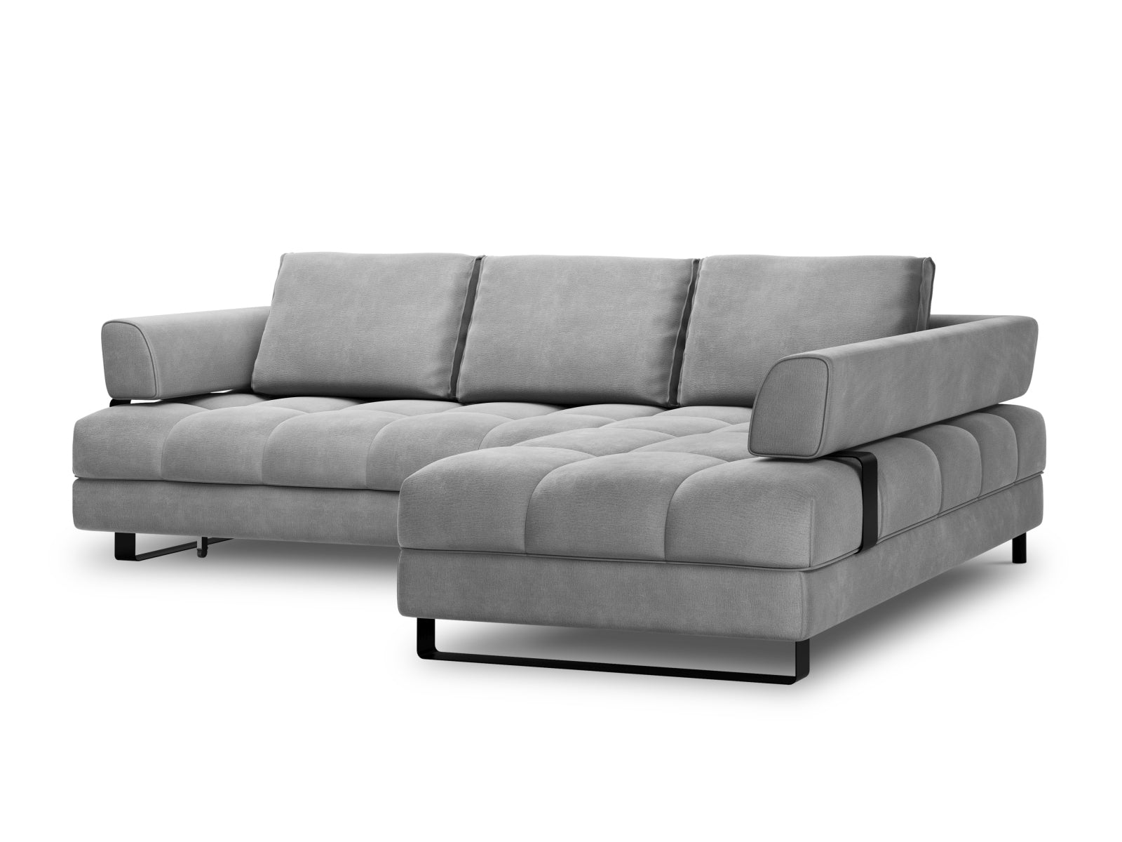 Erleben Sie das Clinton Velour Ecksofa von Cosmopolitan Design: stilvolles 5-Sitzer Sofa mit Schlaffunktion und viel Stauraum für Ihr modernes Zuhause!