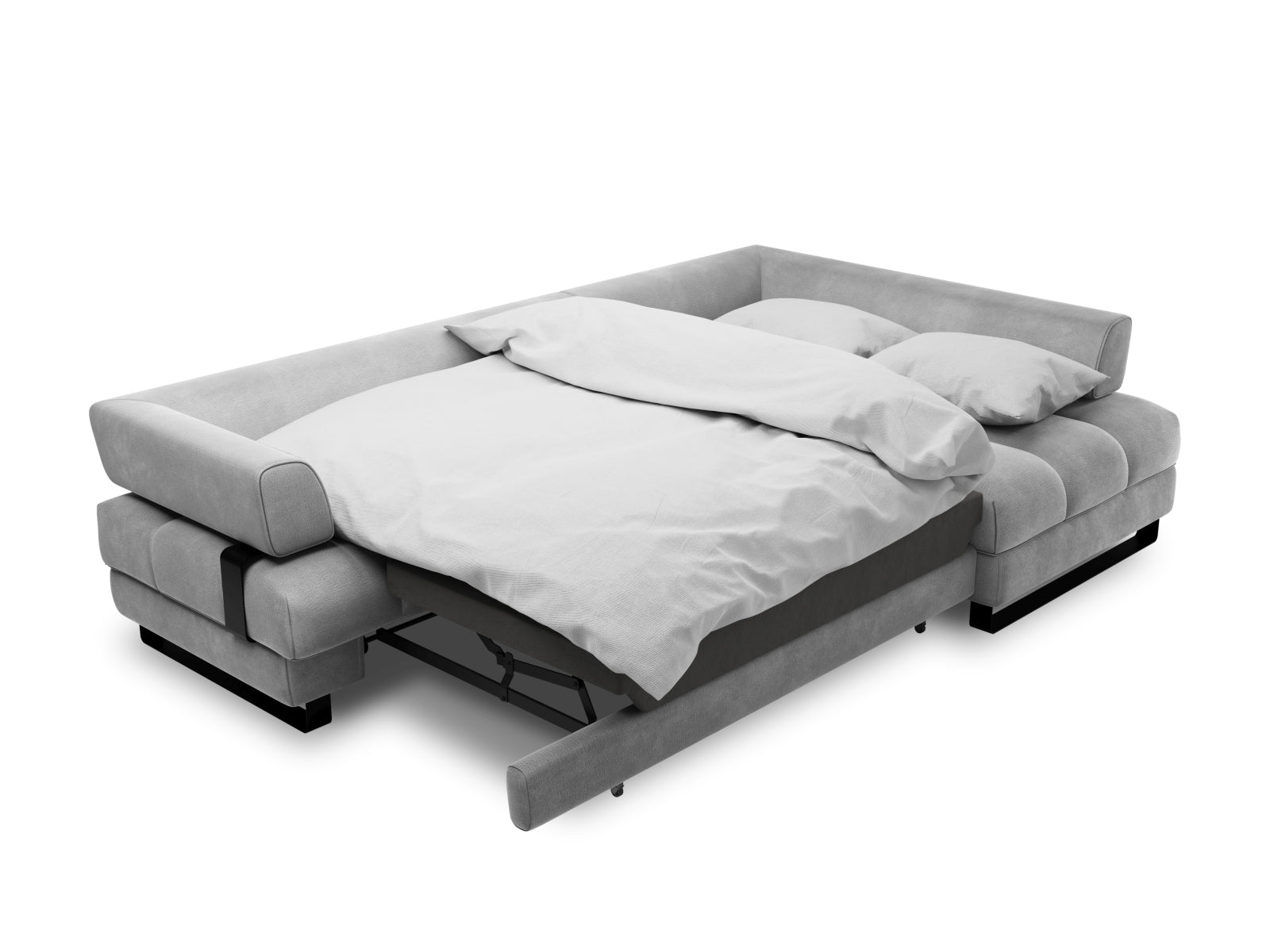 Erleben Sie das Clinton Velour Ecksofa von Cosmopolitan Design: stilvolles 5-Sitzer Sofa mit Schlaffunktion und viel Stauraum für Ihr modernes Zuhause!