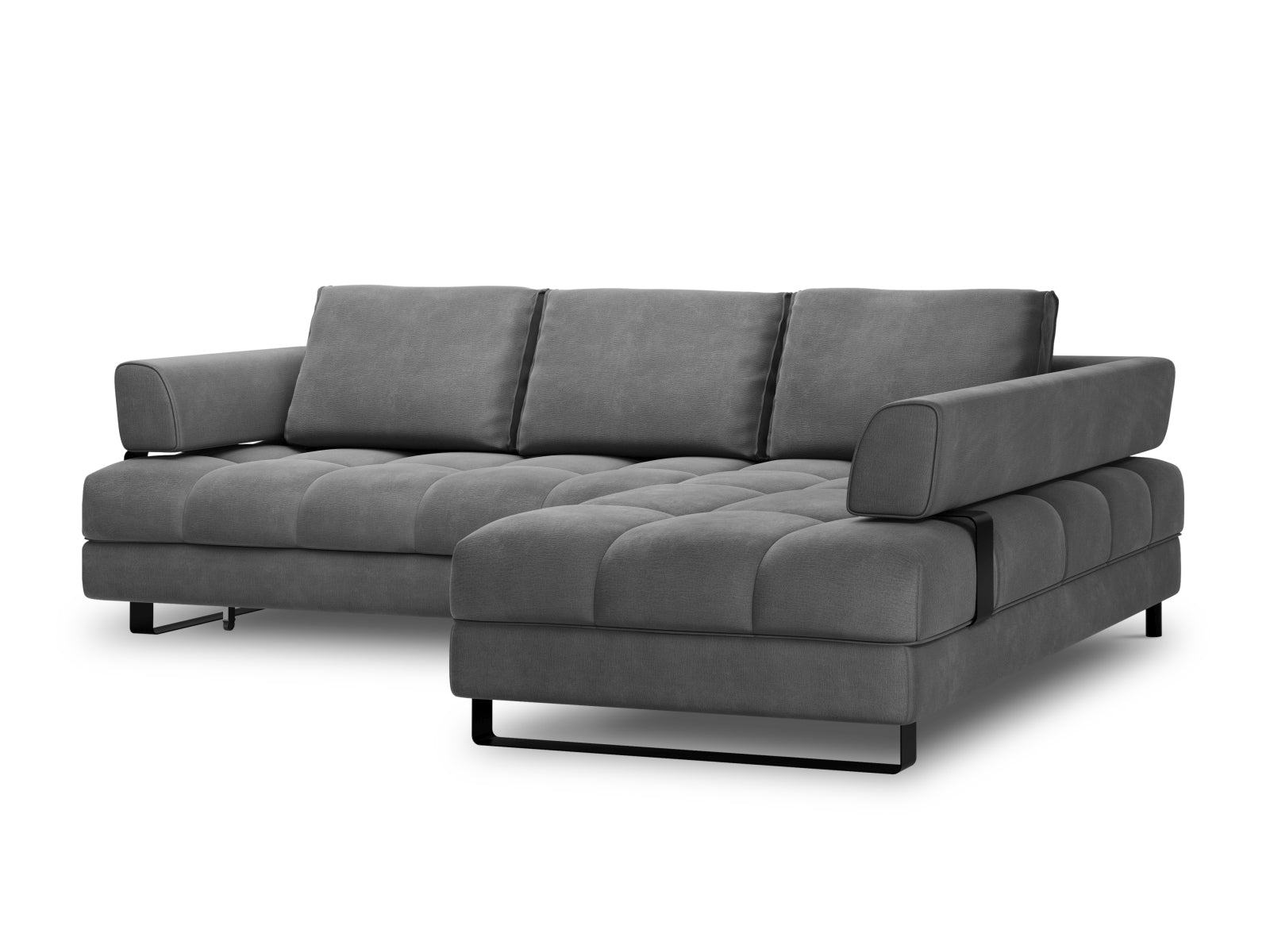 Entdecken Sie das Clinton Velour Ecksofa von Cosmopolitan Design: elegantes 5-Sitzer Sofa mit praktischer Schlaffunktion und grosszügigem Stauraum für Ihr Zuhause!
