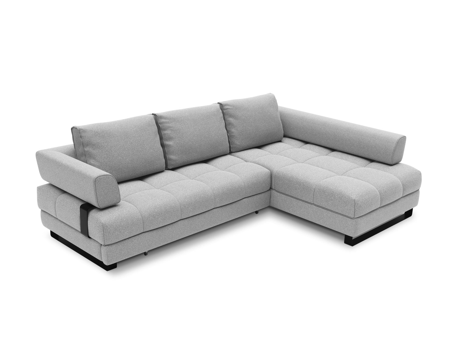Clinton Ecksofa rechts mit Schlaffunktion und Stauraum 5 Sitzer in Grey präsentiert im Onlineshop von KAQTU Design AG. Ecksofa rechts ist von Cosmopolitan Design