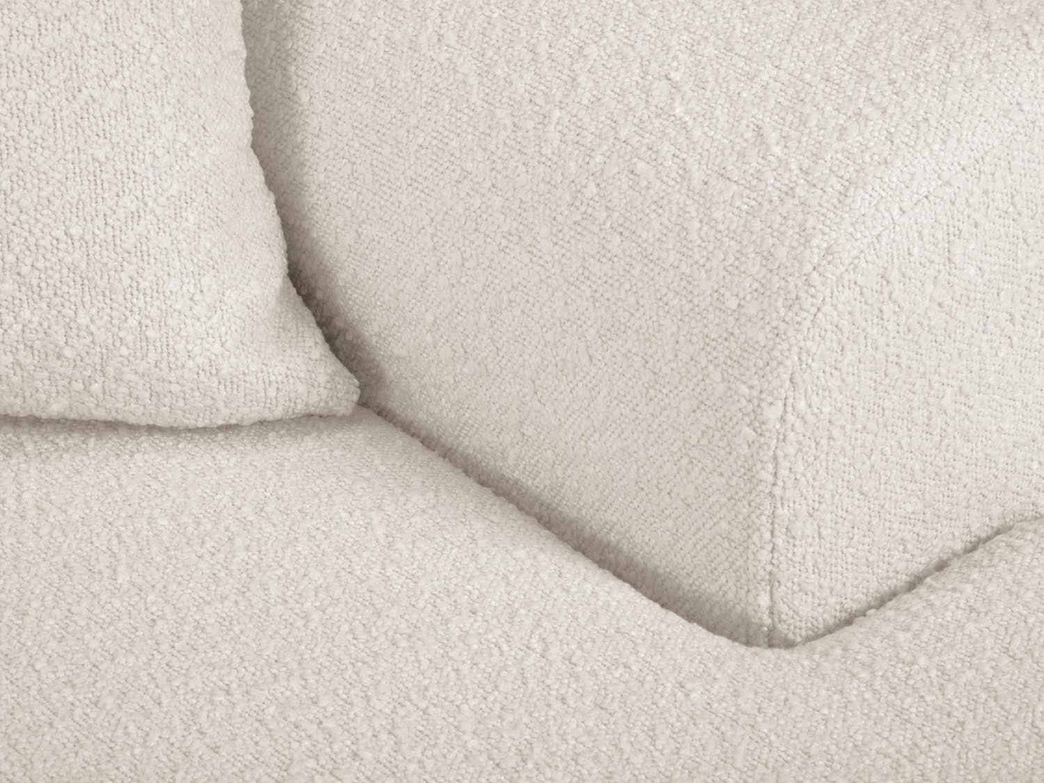 Elegantes Kyoto Boucle Ecksofa, rechts, 4-Sitzer mit praktischer Schlaffunktion und Stauraum, perfekt für stilvolle Wohnräume.