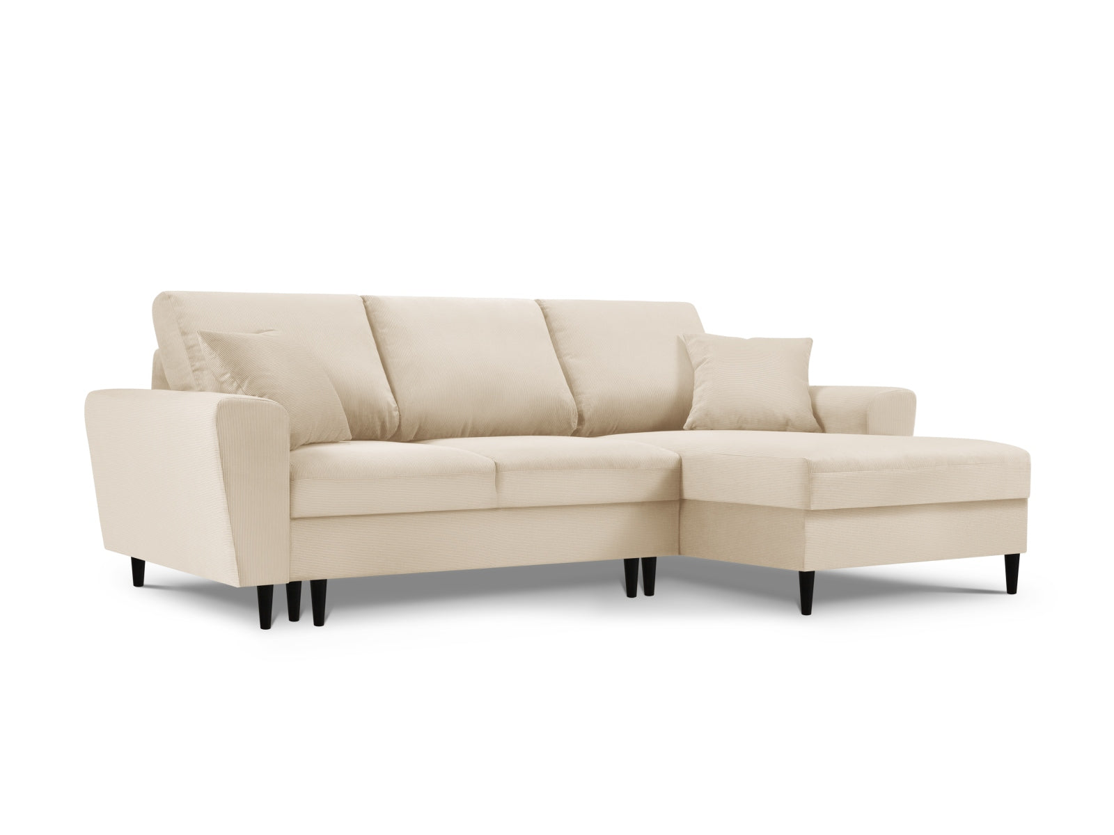 Kyoto Ecksofa rechts mit Schlaffunktion und Stauraumbox 4 Sitzer 145cm in Beige-Fjord präsentiert im Onlineshop von KAQTU Design AG. Bettsofa rechts ist von Cosmopolitan Design