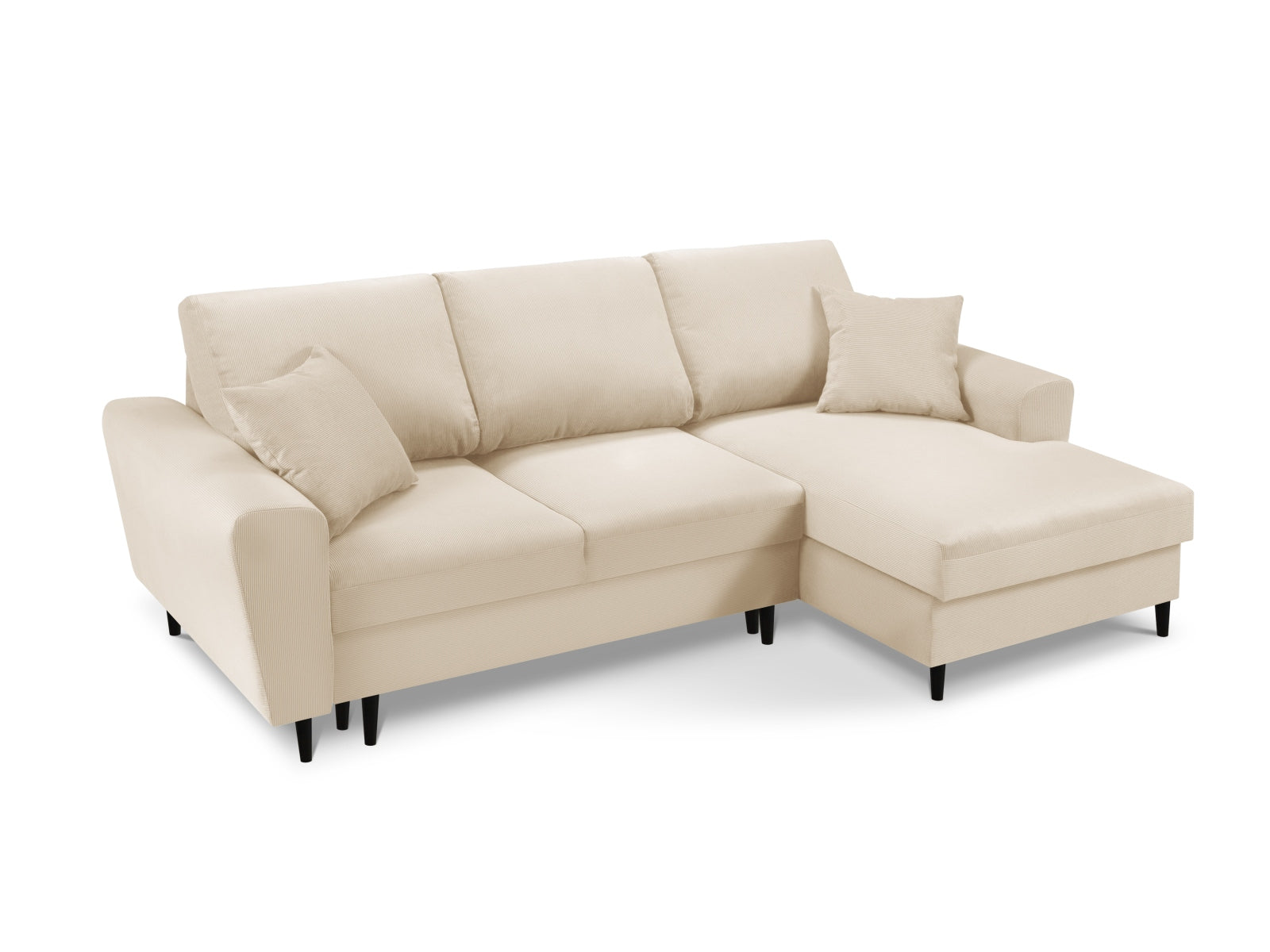 Elegantes Kyoto Ecksofa in Beige, 4-Sitzer mit Schlaffunktion und Stauraum, ideal für modernes Wohnen von Cosmopolitan Design.