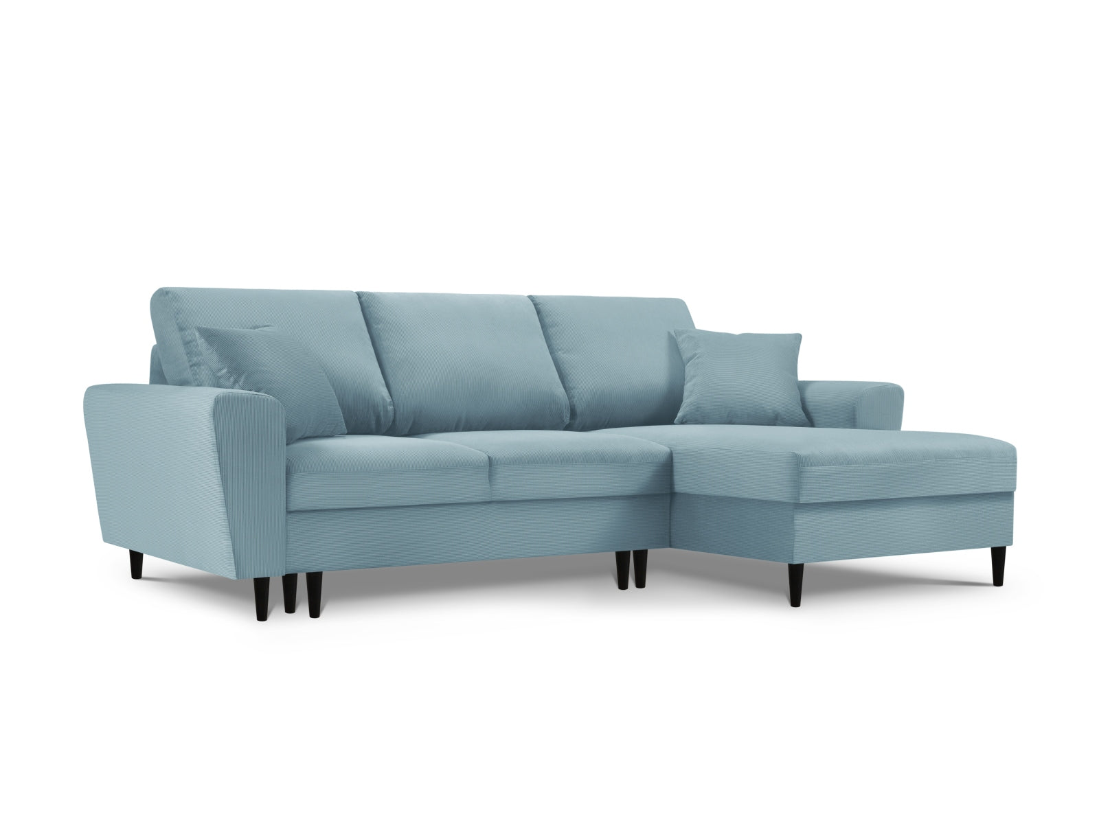 Kyoto Ecksofa rechts mit Schlaffunktion und Stauraumbox 4 Sitzer 145cm in Light Blue-Fjord präsentiert im Onlineshop von KAQTU Design AG. Bettsofa rechts ist von Cosmopolitan Design
