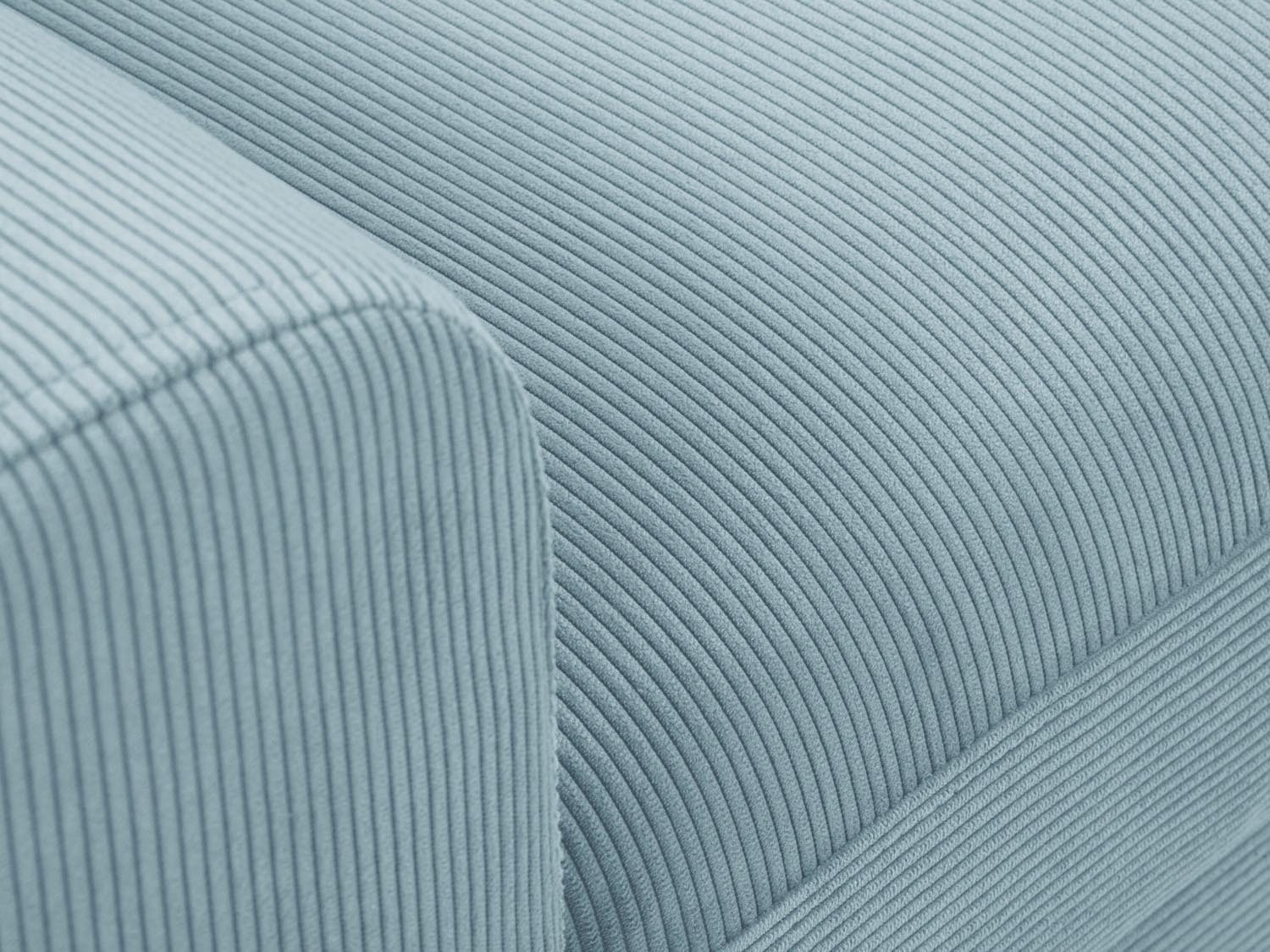 Elegantes Kyoto Ecksofa in zartem Blau, 4-Sitzer mit komfortabler Schlaffunktion und integriertem Stauraum, ideal für moderne Wohnkonzepte.