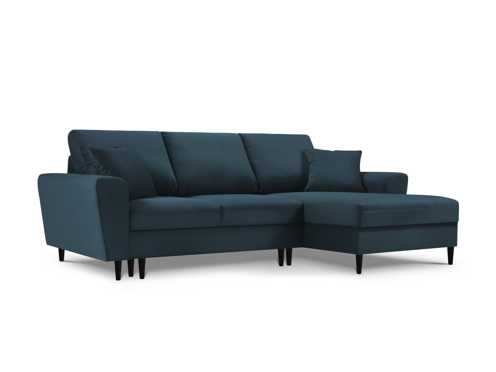 Kyoto Ecksofa rechts mit Schlaffunktion und Stauraumbox 4 Sitzer 145cm in Dark Blue-Fjord präsentiert im Onlineshop von KAQTU Design AG. Bettsofa rechts ist von Cosmopolitan Design