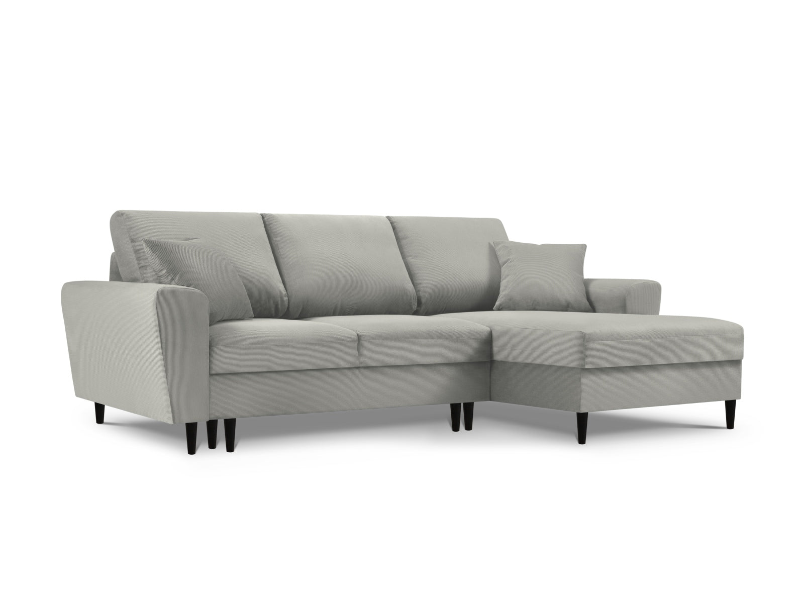 Kyoto Ecksofa rechts mit Schlaffunktion und Stauraumbox 4 Sitzer 145cm in Light Grey-Fjord präsentiert im Onlineshop von KAQTU Design AG. Bettsofa rechts ist von Cosmopolitan Design