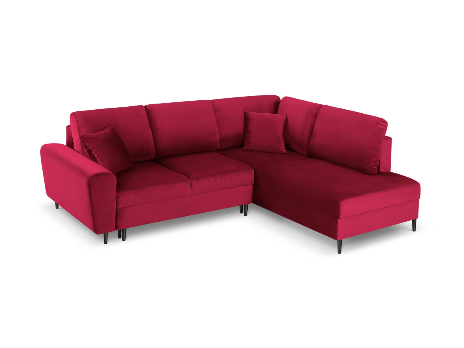 Kyoto Velour Ecksofa rechts mit Schlaffunktion und Stauraumbox 5 Sitzer 194cm in Red präsentiert im Onlineshop von KAQTU Design AG. Ecksofa rechts ist von Cosmopolitan Design