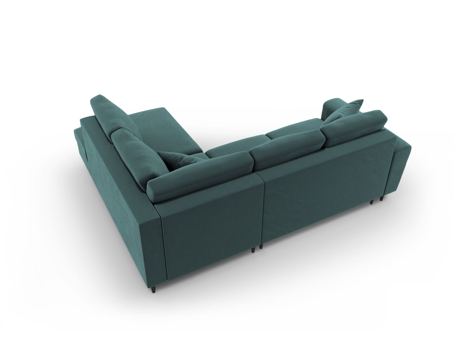 Entdecken Sie das Kyoto Velour Ecksofa rechts: stilvolles 5-Sitzer Sofa mit praktischer Schlaffunktion und Stauraumbox für Ihr Zuhause!