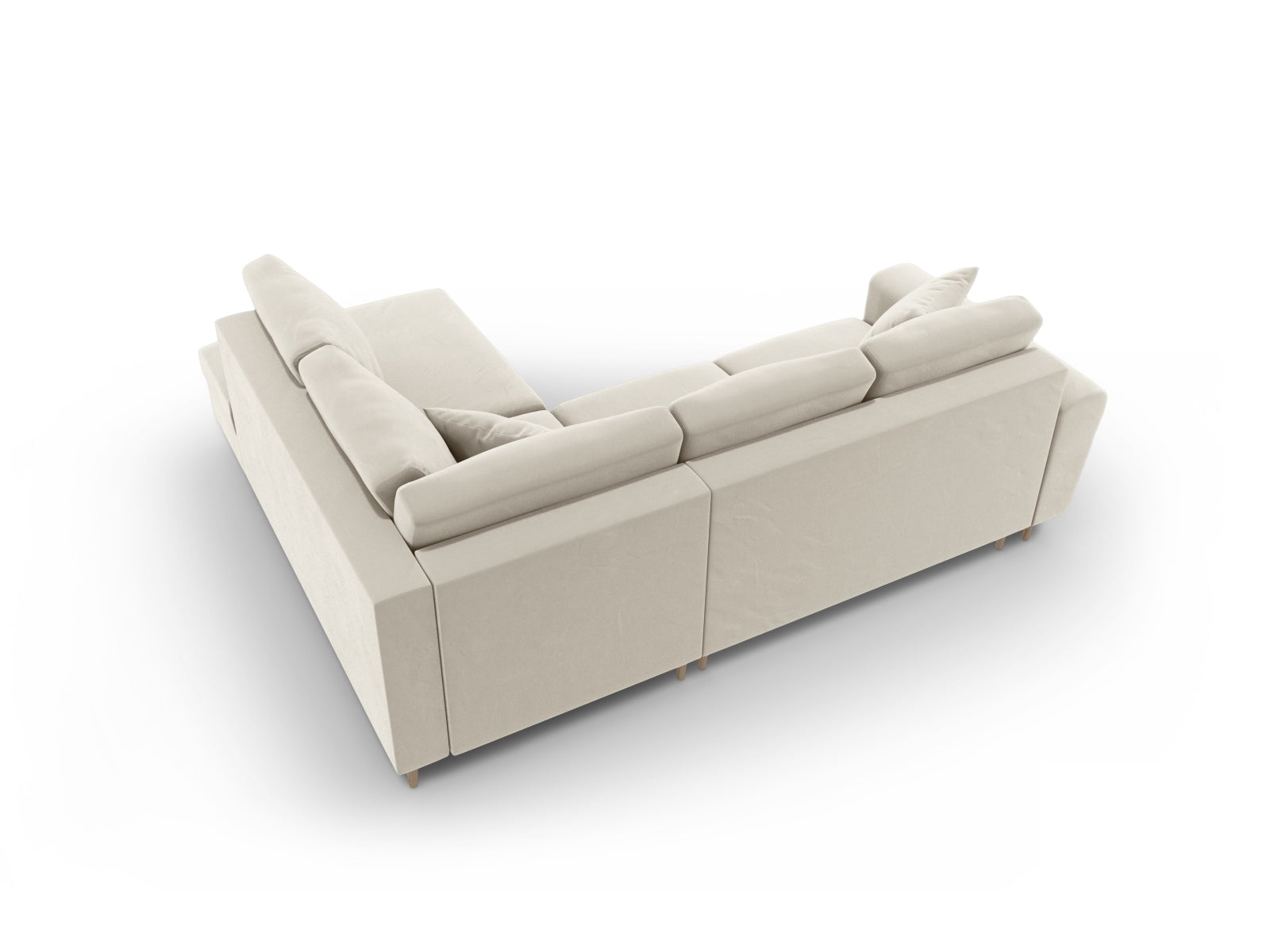 Erleben Sie das Kyoto Velour Ecksofa rechts: elegantes 5-Sitzer Sofa mit Schlaffunktion und Stauraum, ideal für modernes Wohnen!