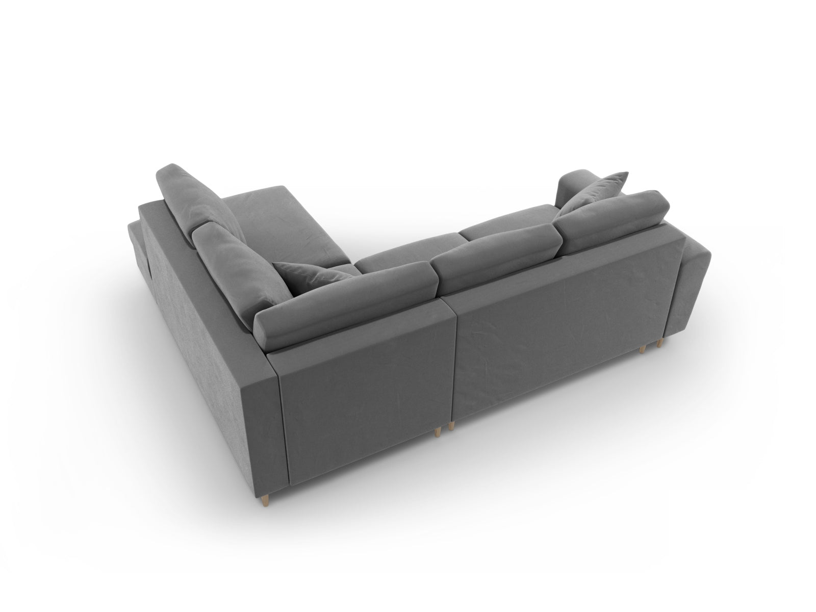 Entdecken Sie das Kyoto Velour Ecksofa rechts: stilvolles 5-Sitzer Sofa mit praktischer Schlaffunktion und Stauraumbox für Ihr Zuhause!